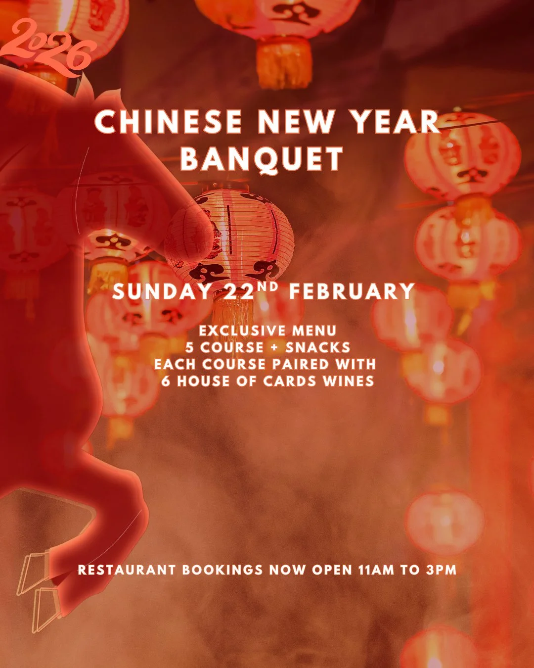 We are leaving the Year of the Snake behind, and we welcome the strength, energy and good fortune of the Year of the Horse.⁠
⁠
Join us at Chow&rsquo;s Table for a one-day-only Lunar New Year feast.⁠
⁠
A five-course banquet, snacks on arrival, and six