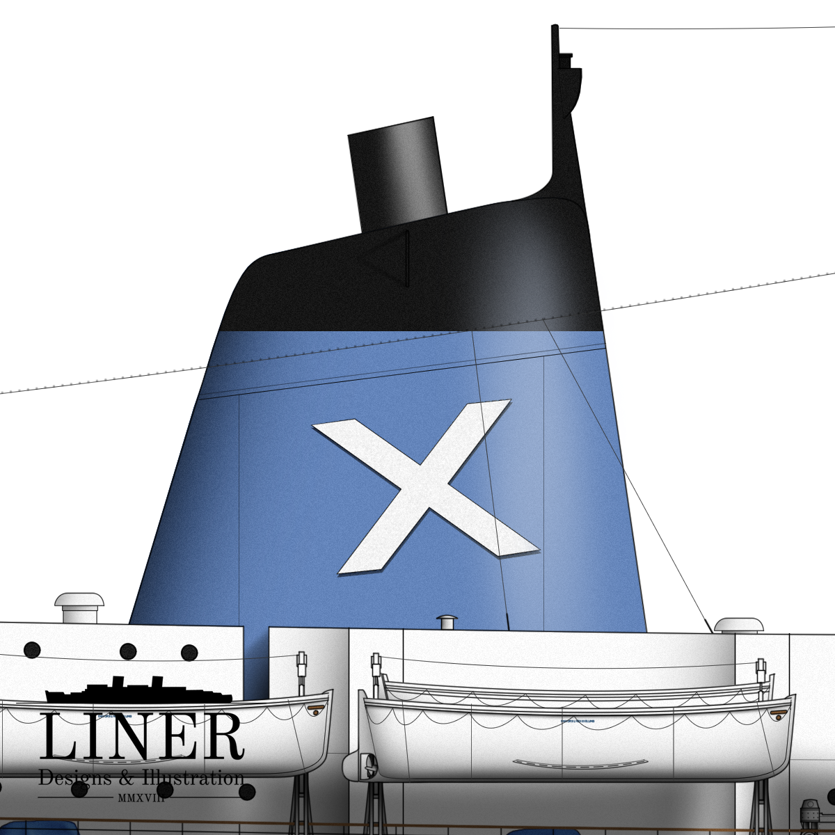 Ellinis’ funnels were modernised and streamlined when compared to the original sort Matson had installed.