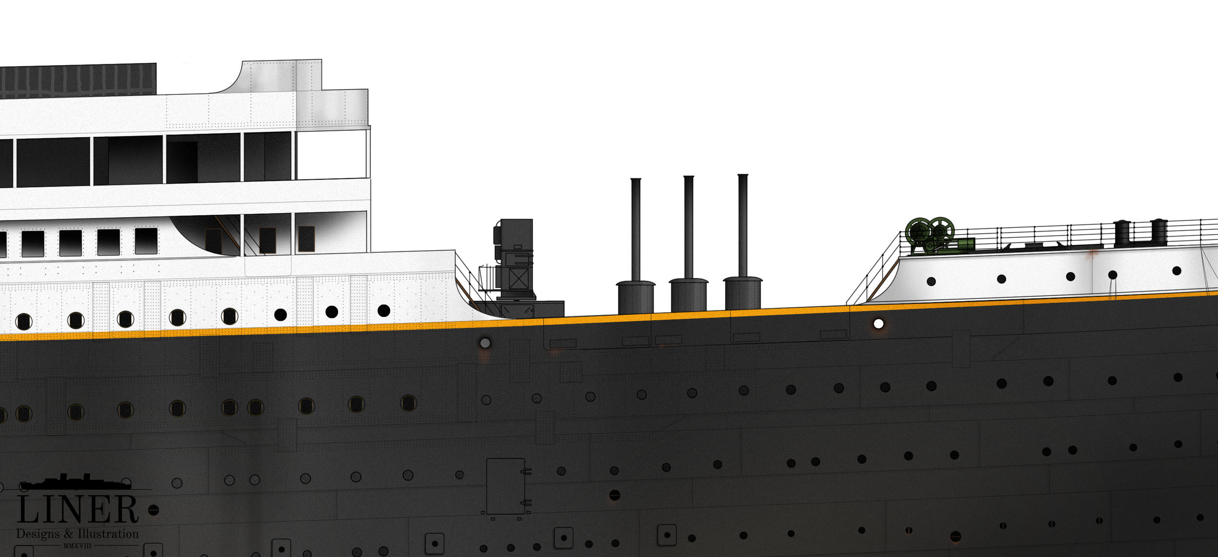 The forward well-deck. More boilers/furnaces were positioned here. Also note the unfinished bridge area.