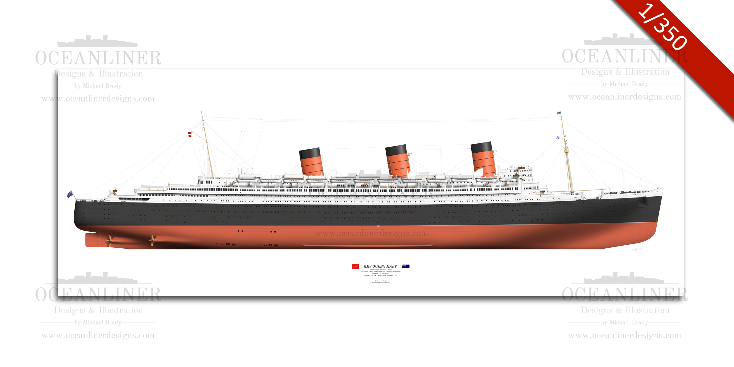 Nameplate RMS Queen Mary for 1/700 1/350 1/400 model display 