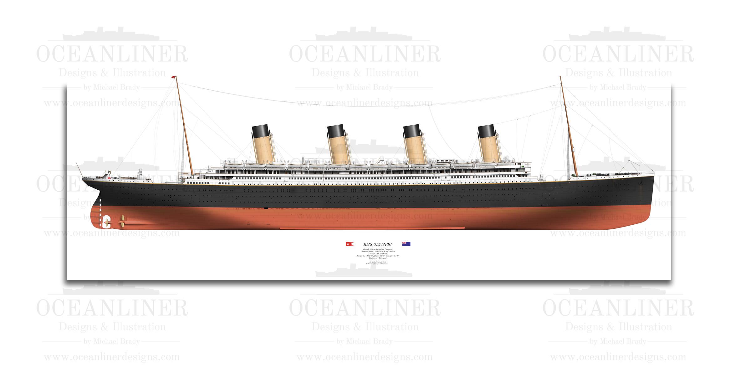Print - RMS Olympic, 1913 — Oceanliner Designs & Illustration