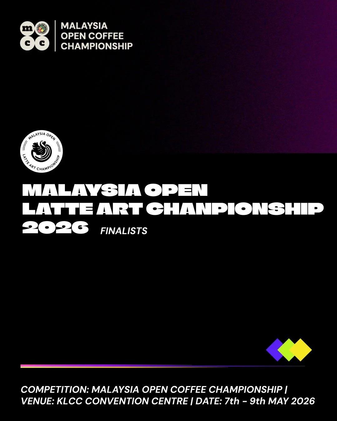 After an intense round of competition, we are proud to announce the Top 6 Finalists for the Malaysia Open Latte Art Championship 2026! ☕✨

A huge thank you to everyone who joined and showcased your passion, creativity, and skills on stage. The level 
