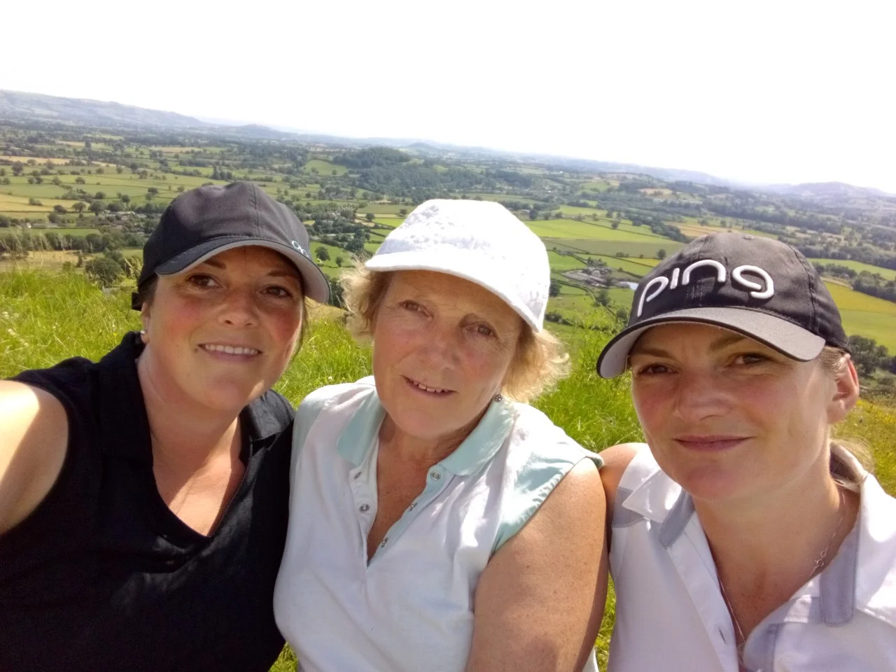 Lisa Hughes, Chris Hughes and Sherrie Edwards loving the sunshine, golf and the course.