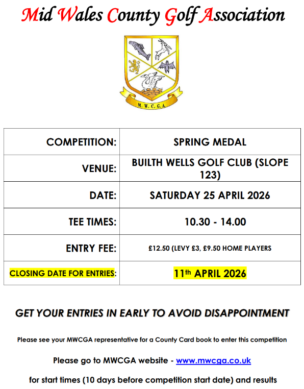Spring Meeting. Builth Wells  GC - Sat 25 April 2026