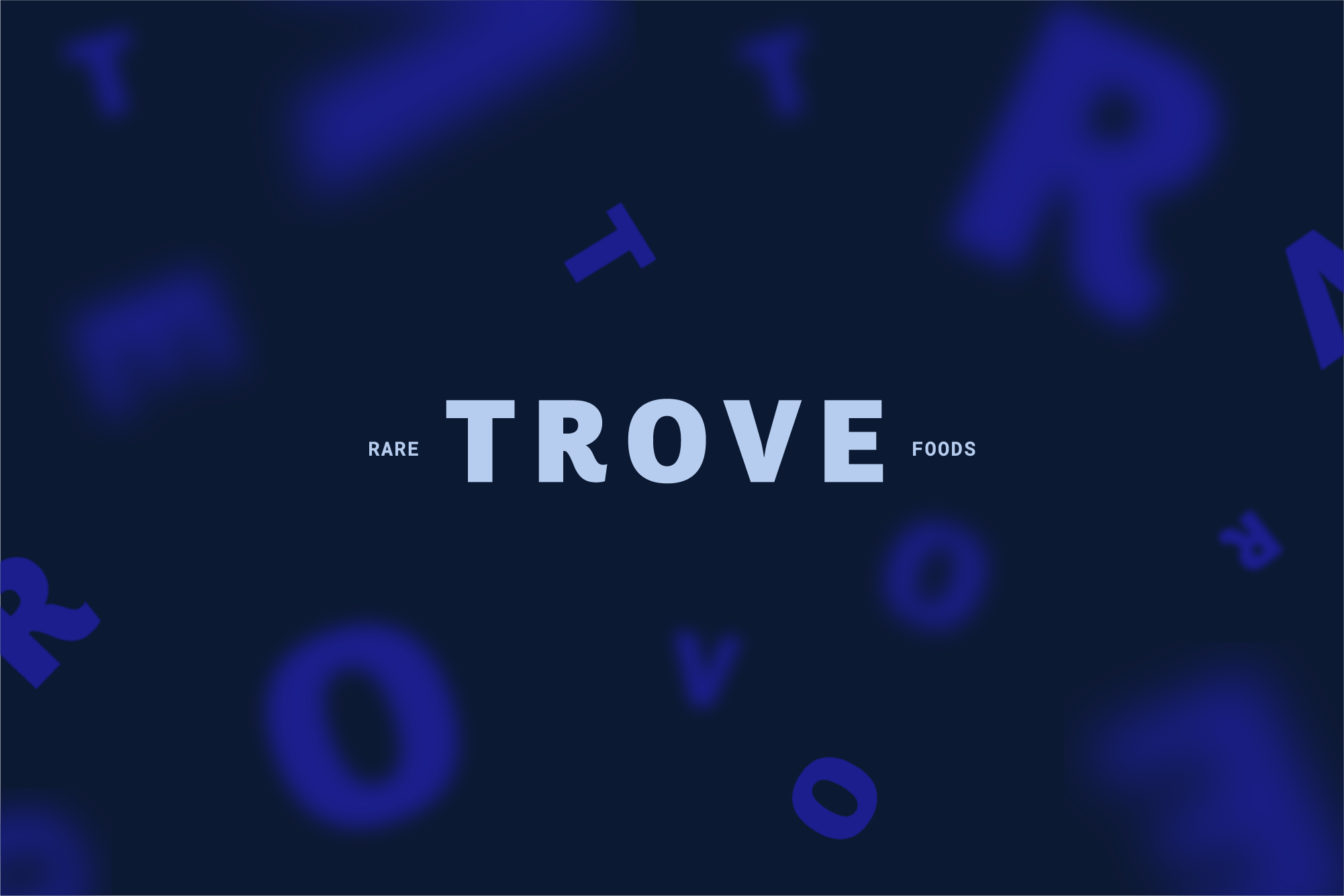 Trove (noun): a hidden collection of valuable objects; a discovery or find. From “treasure trove.” Trove sells rare food that is often difficult for people to locate and purchase. This comes with a specific set of challenges. The store typically receives bulk shipments and needs to repackage the food into smaller units, and they often don’t know far in advance what they’ll have in stock at any given time. Because their inventory is ever-changing, producing custom packaging for each of their offerings is impractical, as is centering the brand around food photography. This called for a type-heavy packaging system that was limited in scope while being extremely flexible.