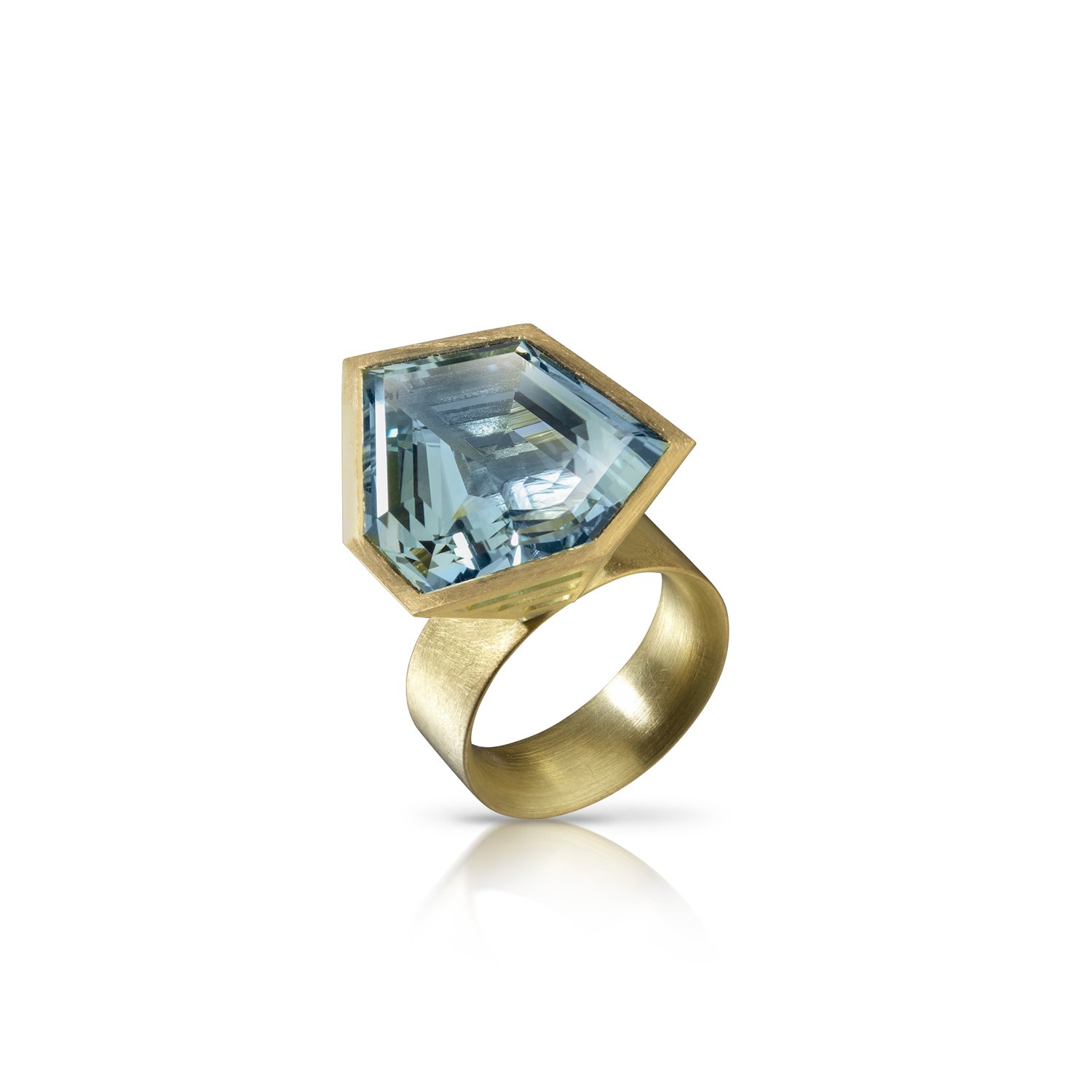 Aquamarine one-of-a-kind cocktail statement ring 18k gold