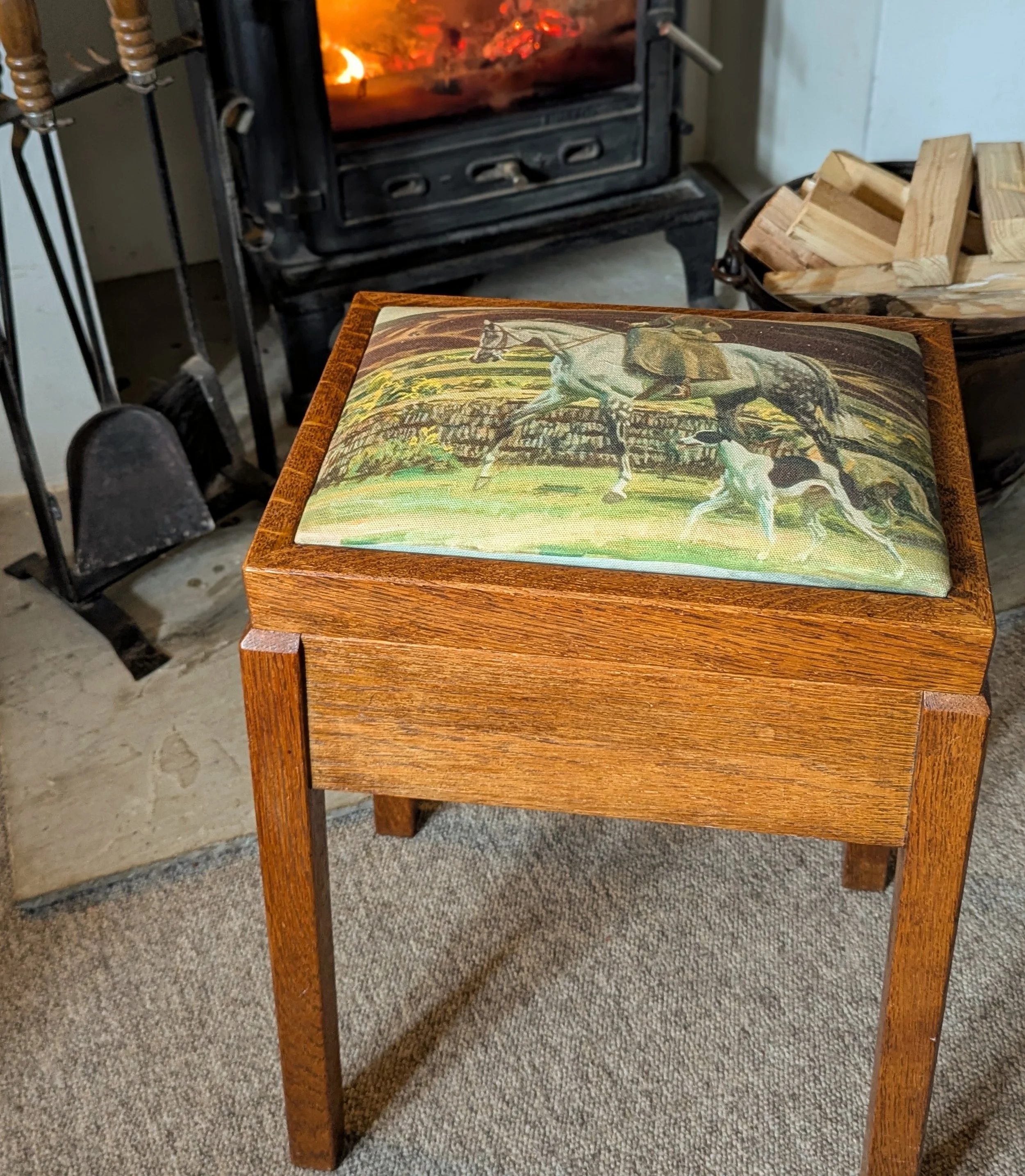 Lady Munnings on Exmoor, Oak Stool.