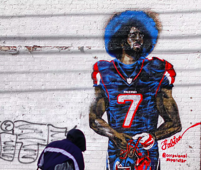 Photo: Colin Kaepernick mural in Atlanta, Georgia/ Erik S. Lesser/EPA, The Media Online