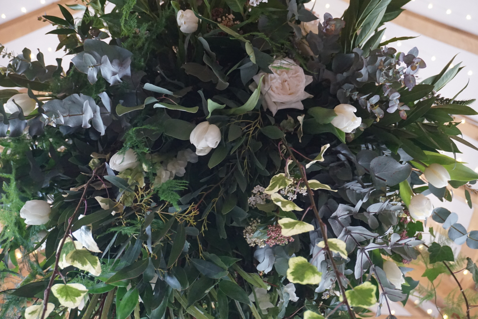  Large wedding floral bomb by All Bunched Up at Hazel Gap Barn, Budby, Nottinghamshire. 