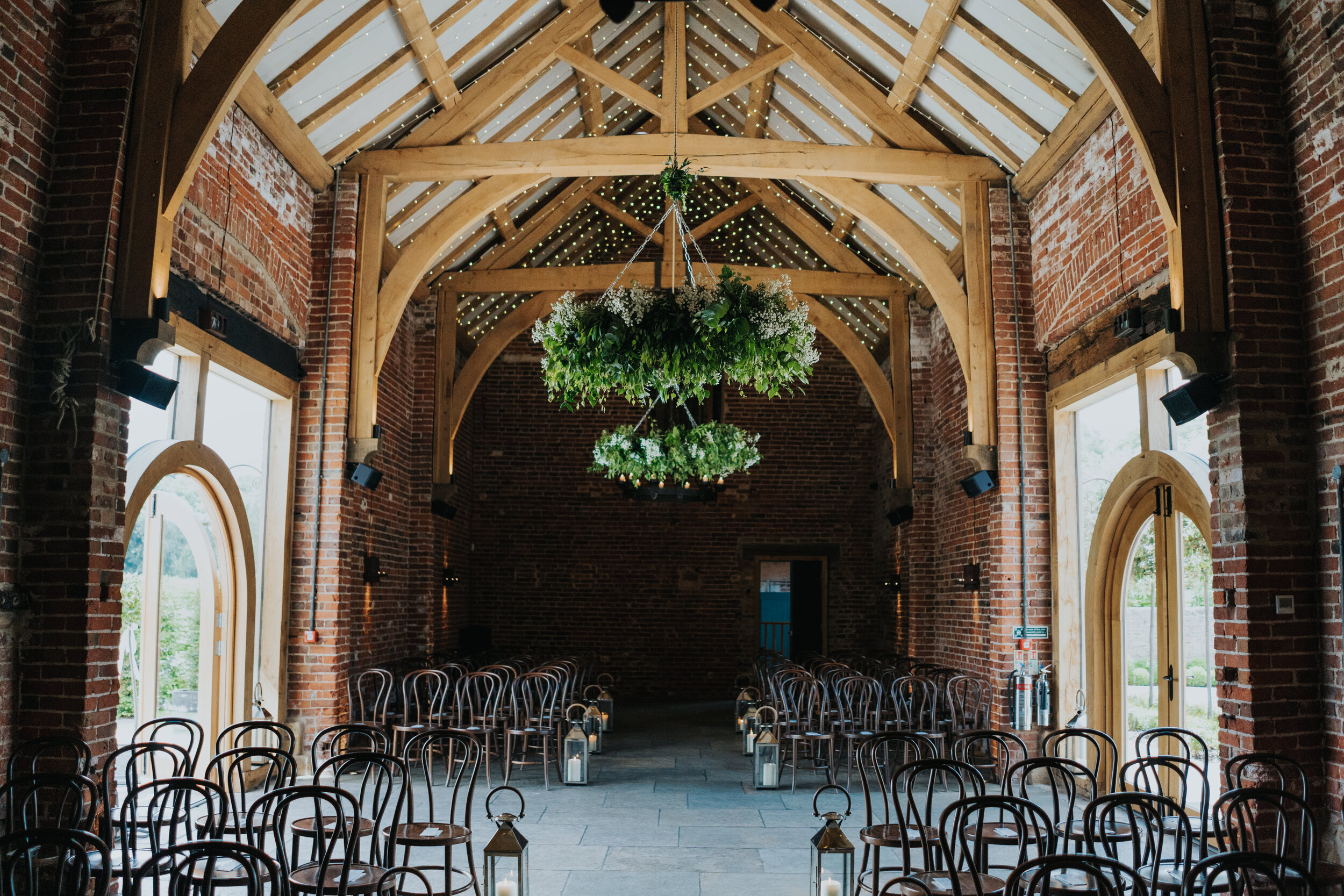  Foliage decoration, foliage hanging hoop at Hazel Gap Barn, Budby. 