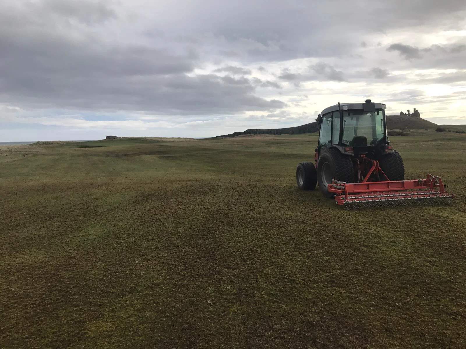 Terra raking fairways, this removes all the dead organic material from last years drought to allow new grass to grow. It never looks pretty but trust us it will make a huge difference in the road to recovery.