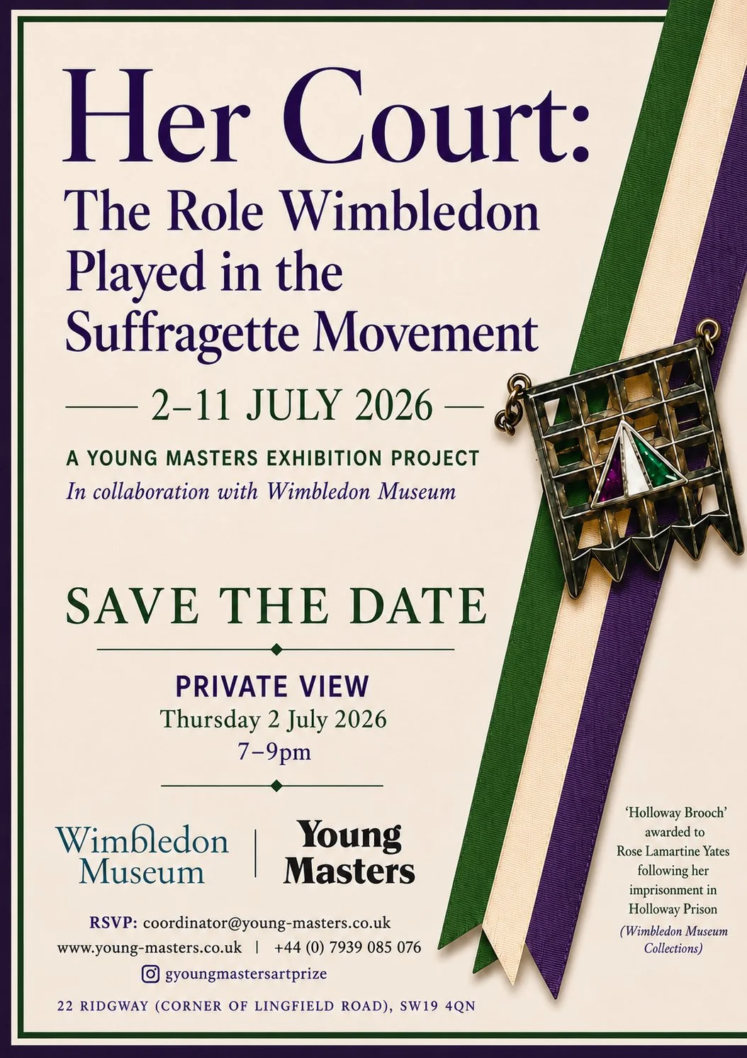 Her Court: Young Masters x Wimbledon Museum | Private View: 2 July 2026, 7-9pm