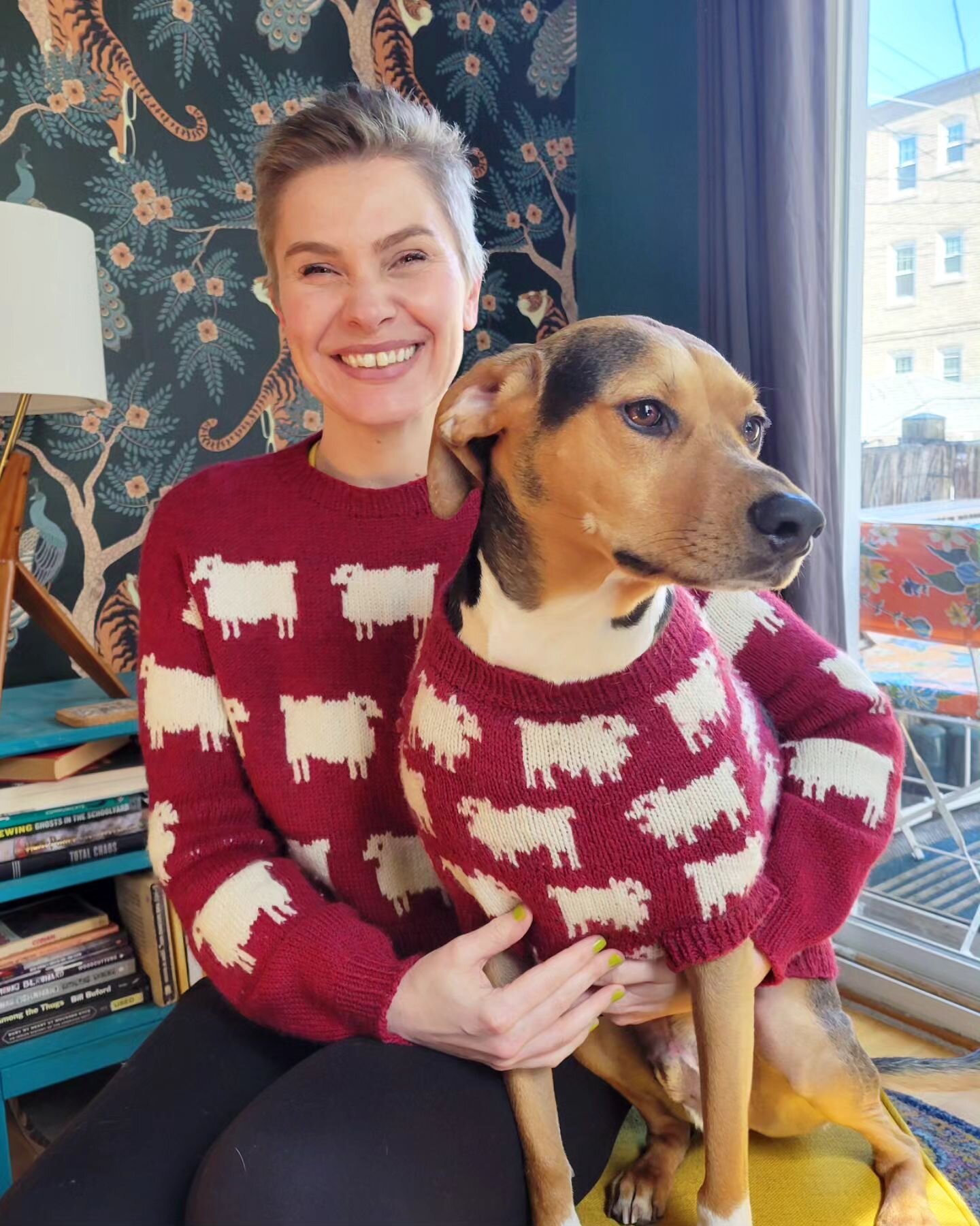When you gotta twin!

But swipe for the real struggle! 

Wearing my Black Sheep Sweater today and after teaching my Design Your Own Dog Sweater I realized I never got this perfect twinning pic! Rectified. 

I'll be launching another Black Sheep Sweat