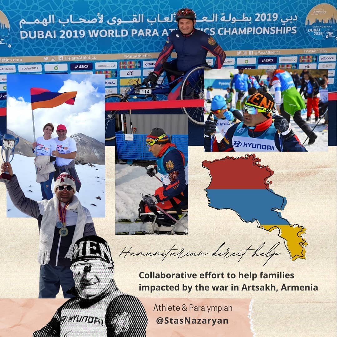 Meet our partner and Armenian Paralympian @stasnazaryan! Stasik and his wife Karine Nazaryan have been working tirelessly in Armenia to deliver direct help to families impacted by the war in Artsakh, Armenian.

Follow @NoorishingHands : a collaborati