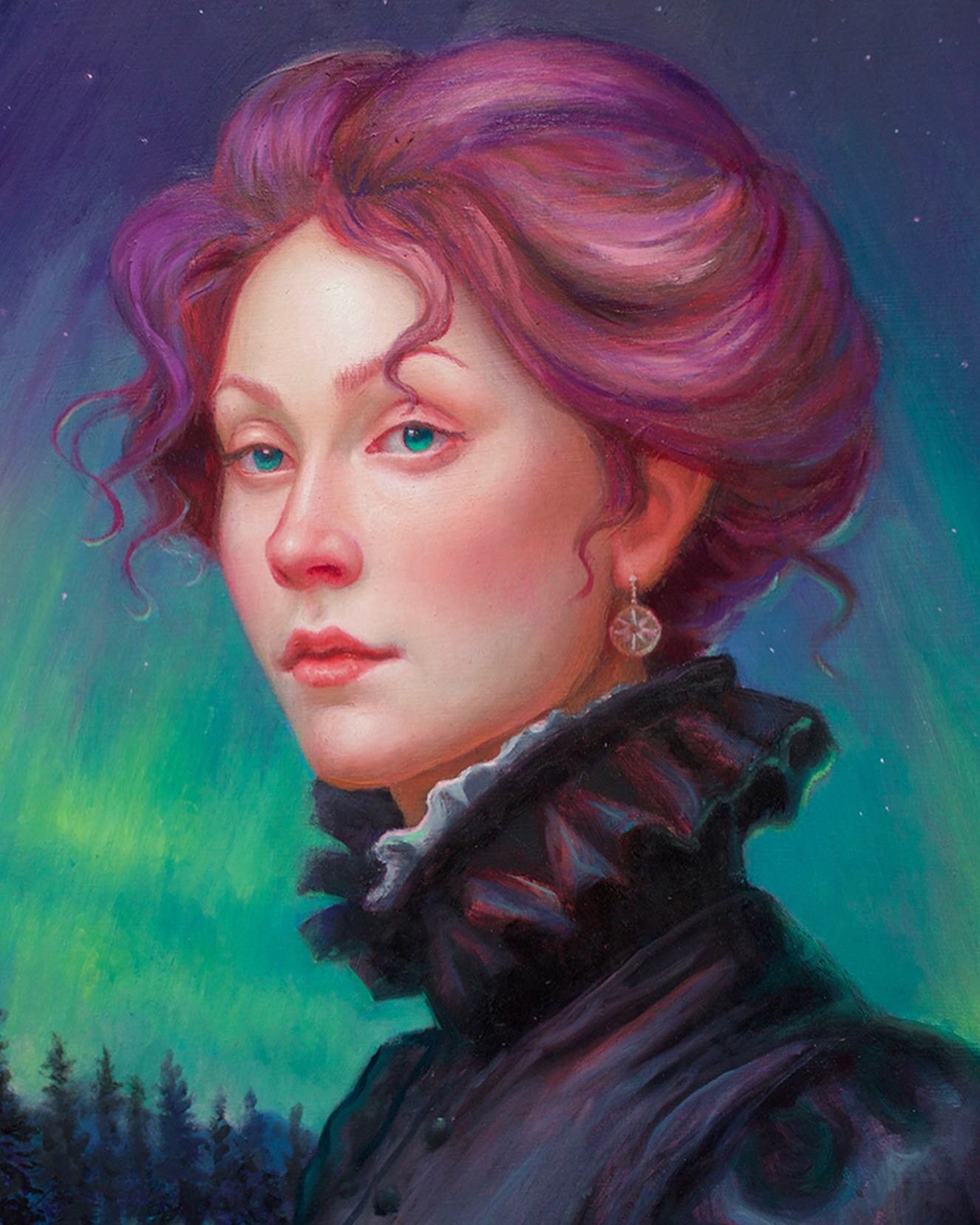 Decided to call this piece &ldquo;Polar Dawn&rdquo; her earring is a compass, indicating she is a fierce guide with the Polaris In her eyes, ready to help navigate the other through the frozen tundra of indecision 💖 The Boreal exhibition opens this 