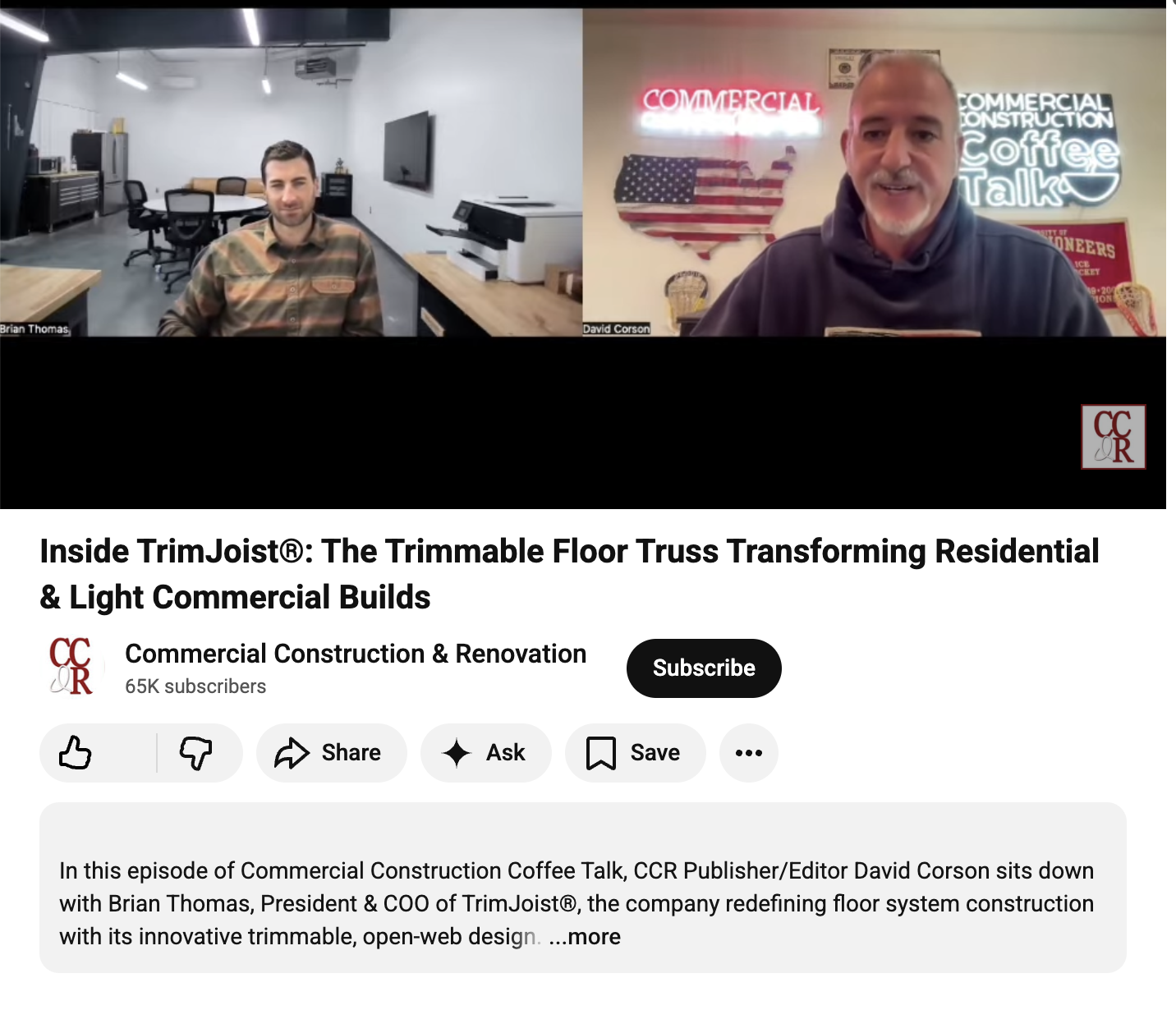 Inside TrimJoist®: Featured on the Commercial Coffee Talk Podcast