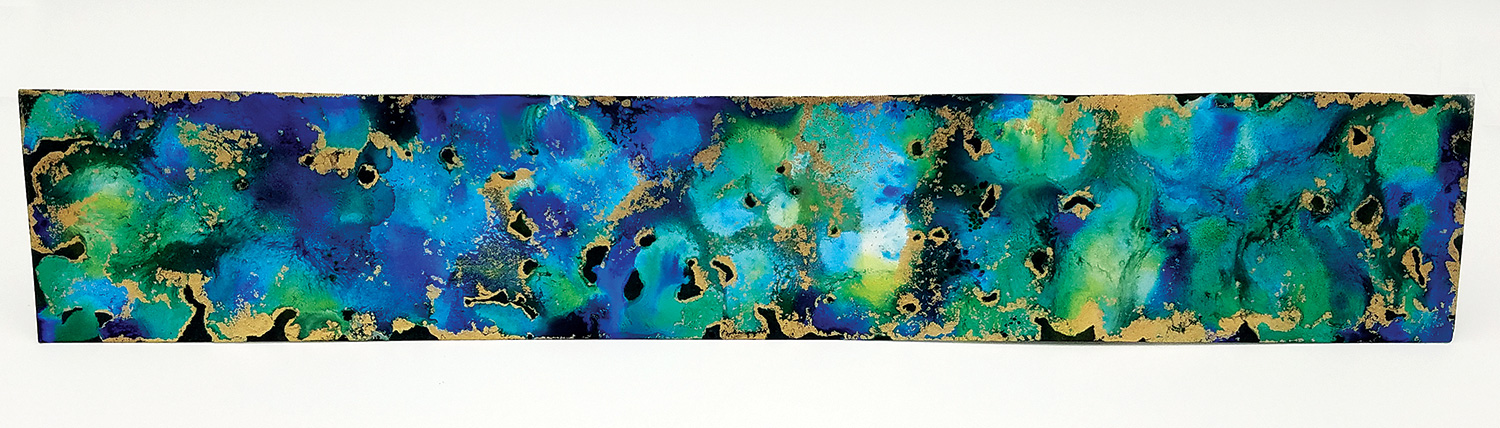 Alcohol Ink Painting on Canvas: Teal & Tangerine