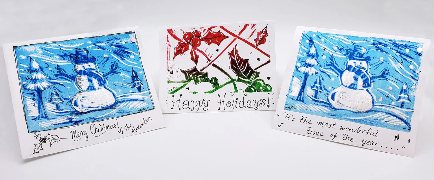 DIY Block Printed Holiday Cards