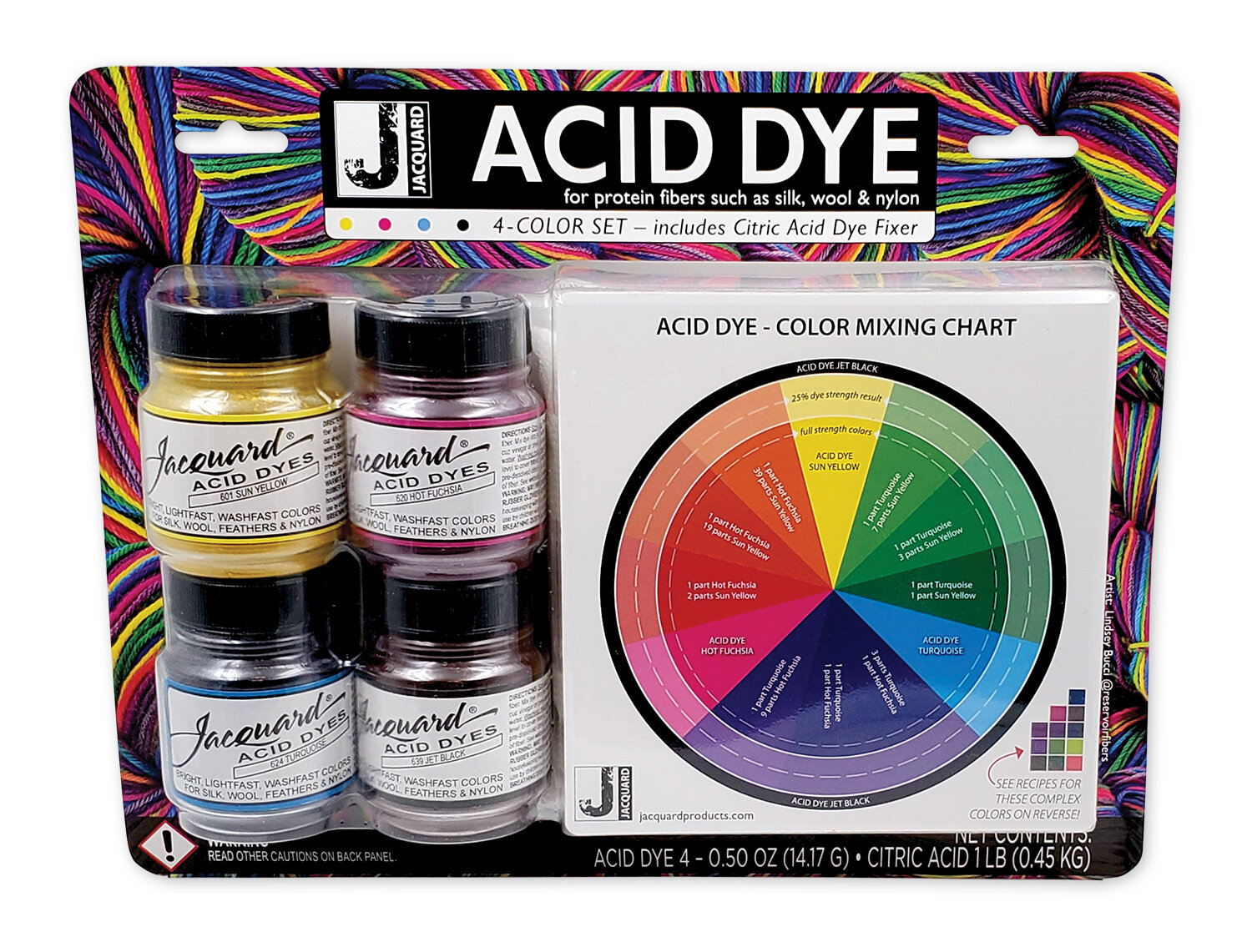 23 colours to choose from. 5 x All in one acid dye