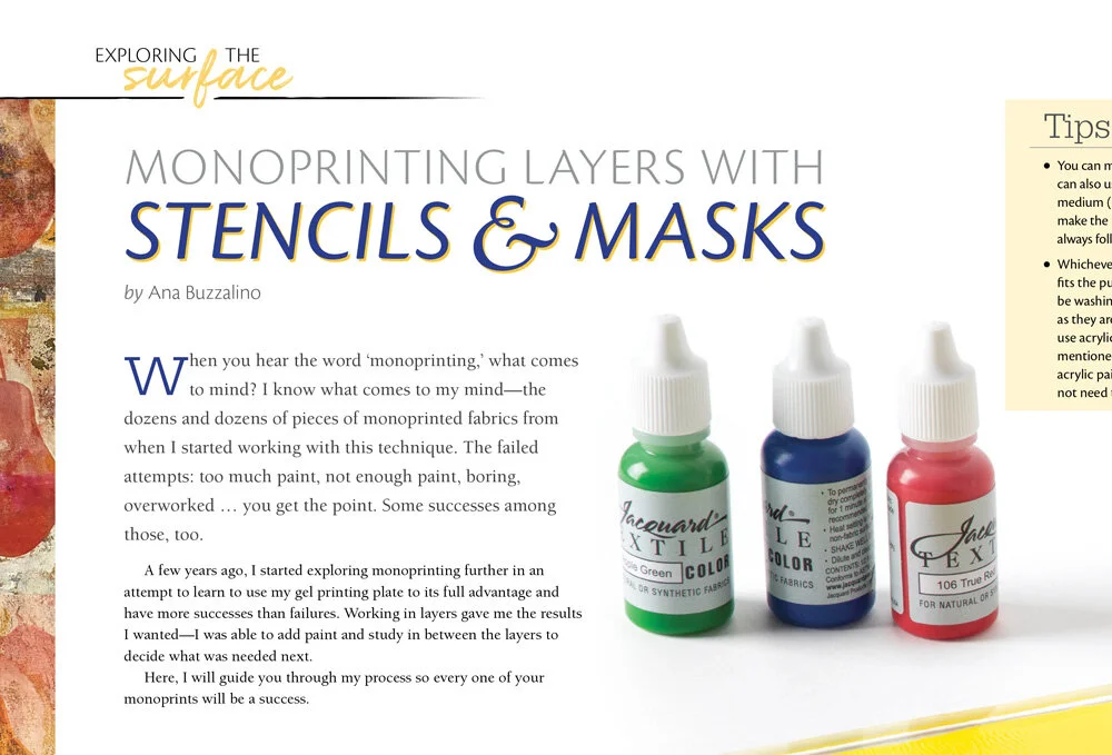 "Monoprinting Layers with Stencils & Masks"