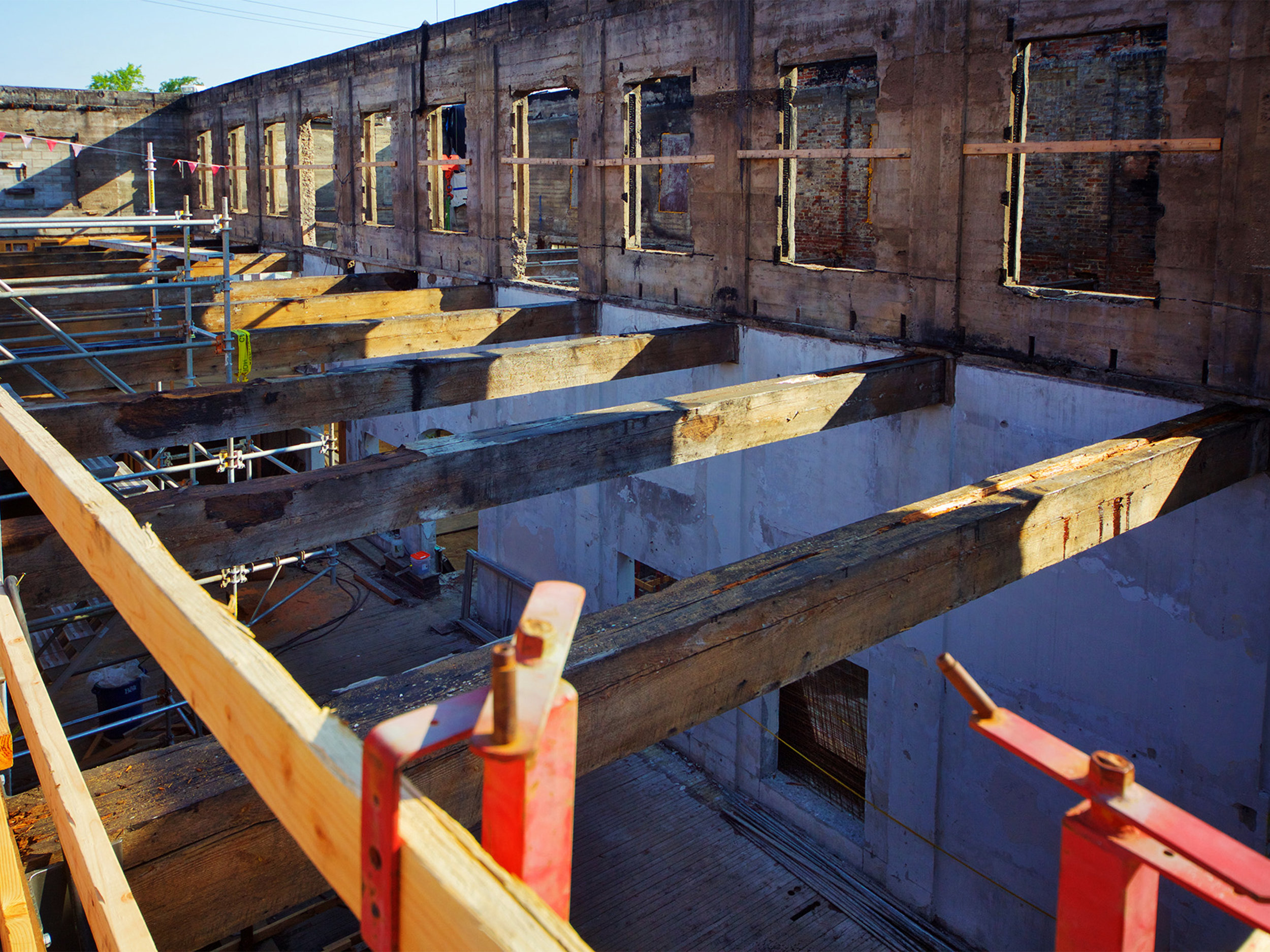 Two of my clients, RMC Architects and Dawson Construction (both based in Bellingham, Washington) did an amazing job retaining and refurbishing key elements of the historic building. Sunrise was the perfect time to shoot on this day since the dramatic lighting did a great job illuminating the structure’s interior network of massive wooden support beams.