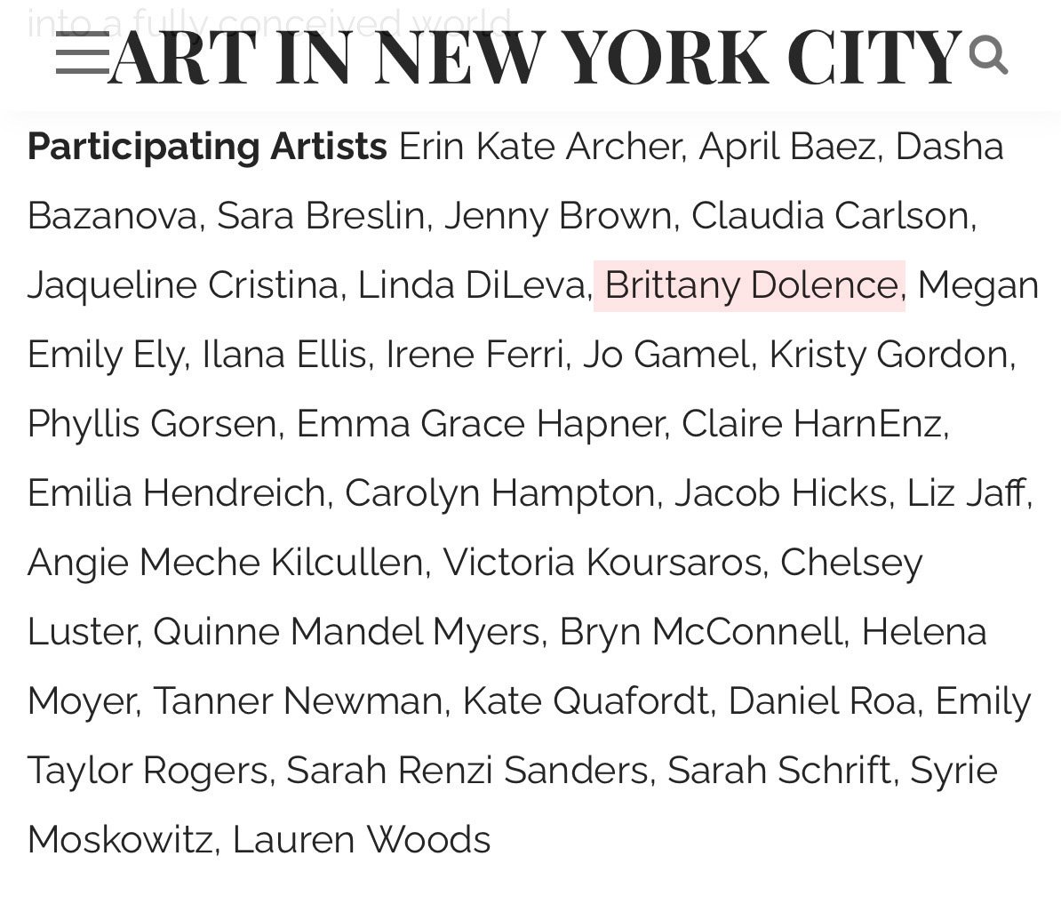 Art in New York City  -  Show Mention
