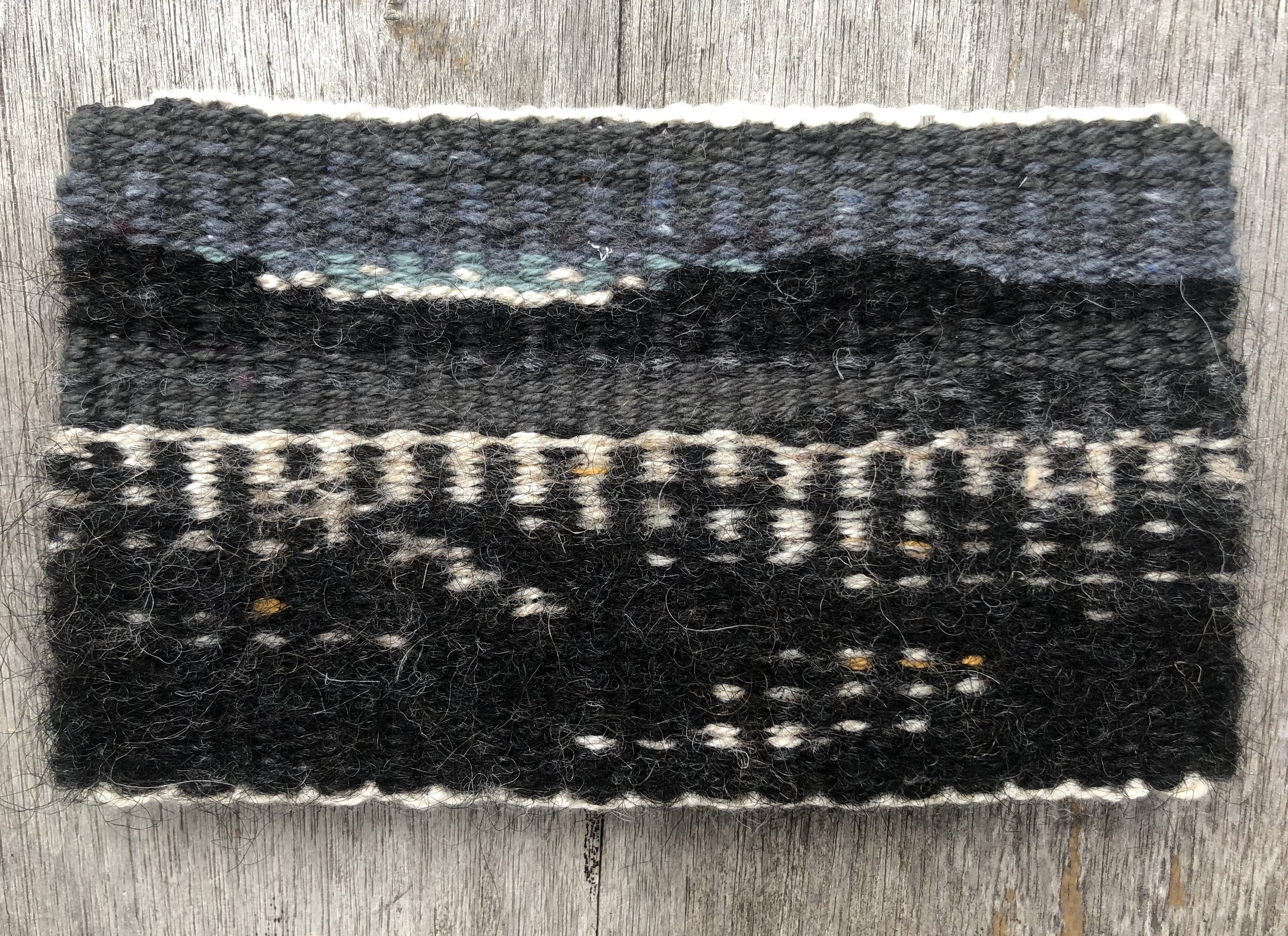   City of Angels , 2018. Linen warp, wool &amp; cotton weft. 3.5” x 6”. 