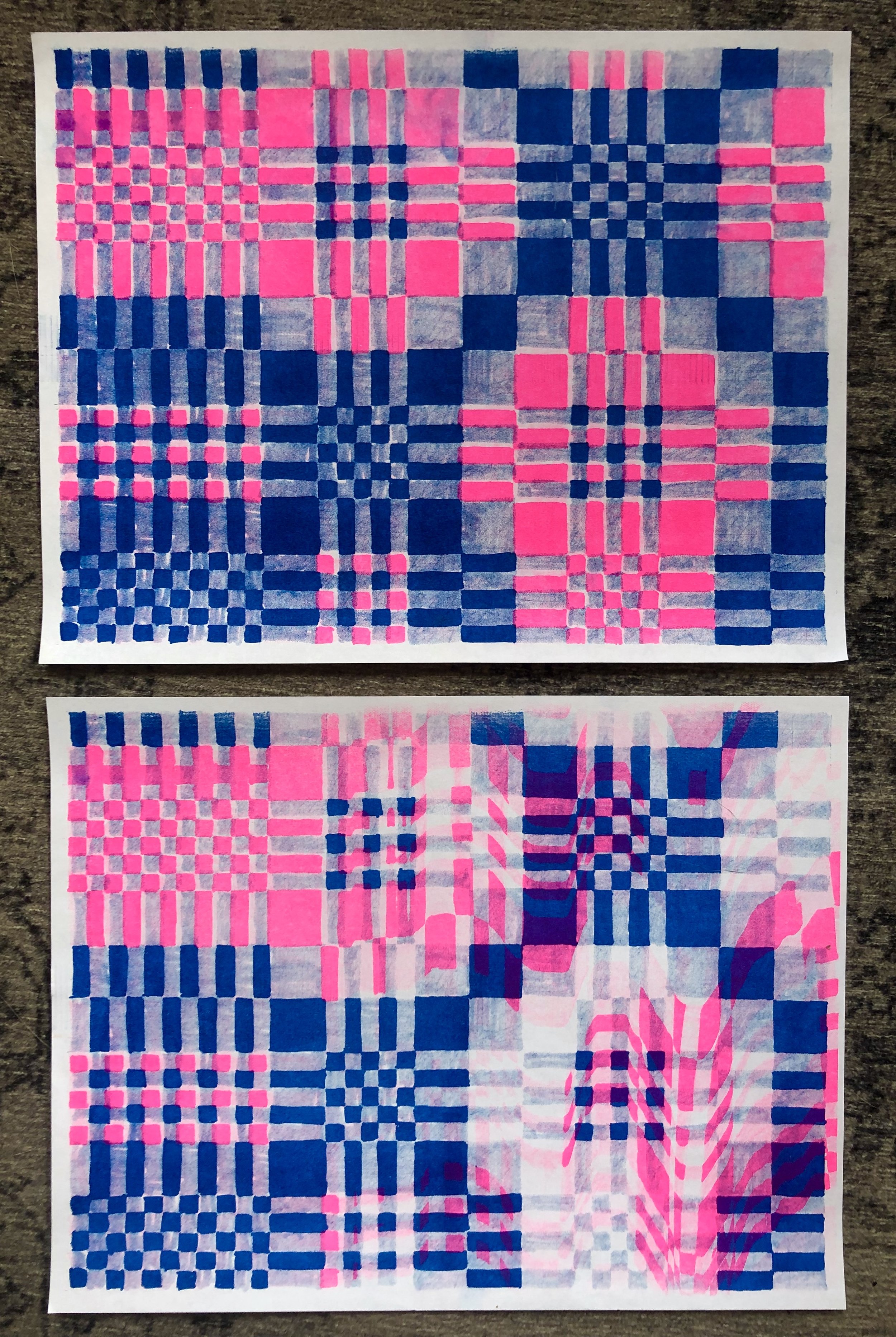   Catalpa Flower Drawdown  variations, 2019. Risograph print on copy paper. Each sheet 8.5” x 11”. 