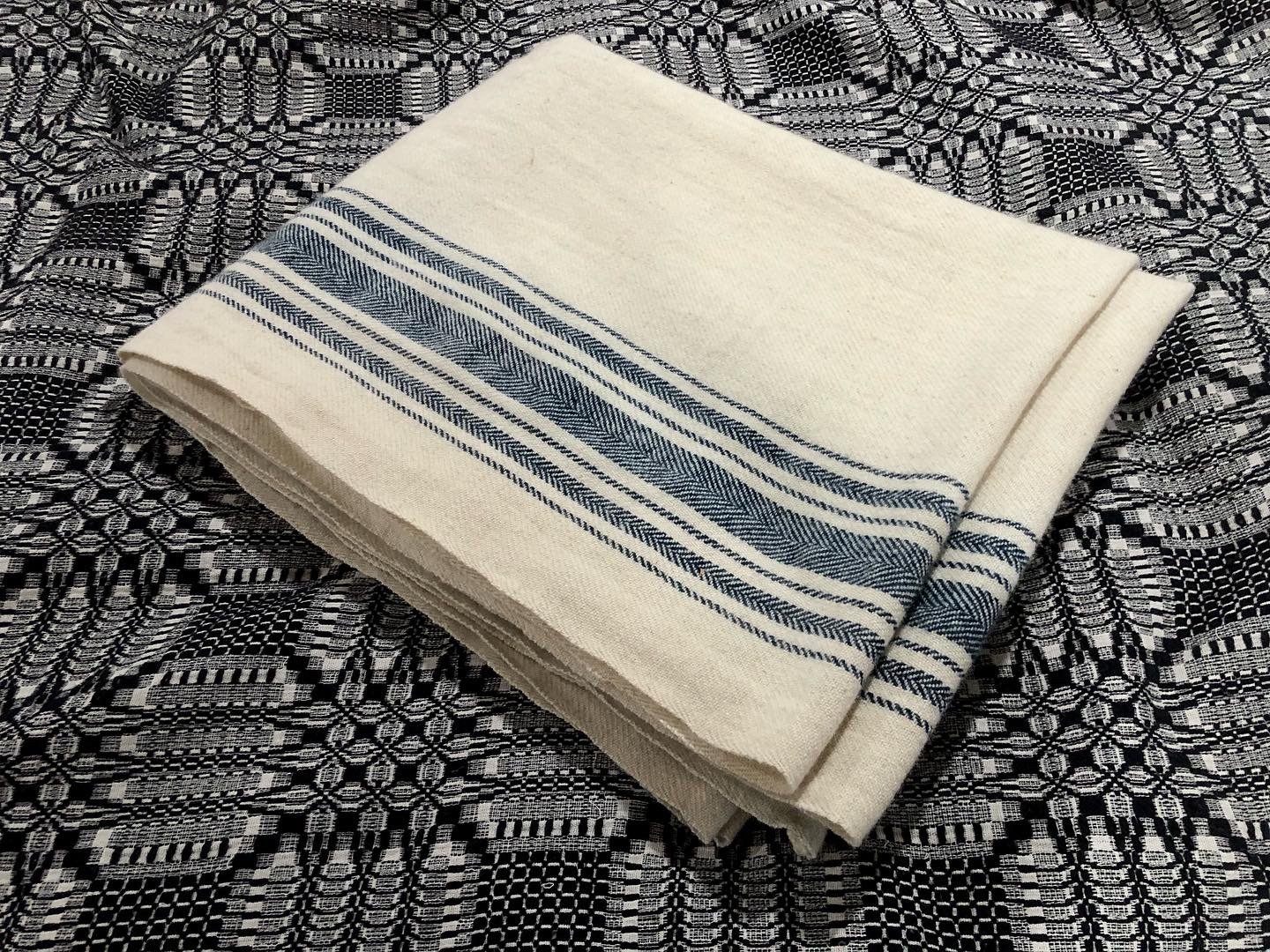   Wedding Blanket , 2022. Singles wool and linen sewing thread. 75” x 84”.  Woven during a Foundations class at the  Marshfield School of Weaving  with  Justin Squizzero . I wove this using a 2/2 twill on a four harness four poster counterbalance loo