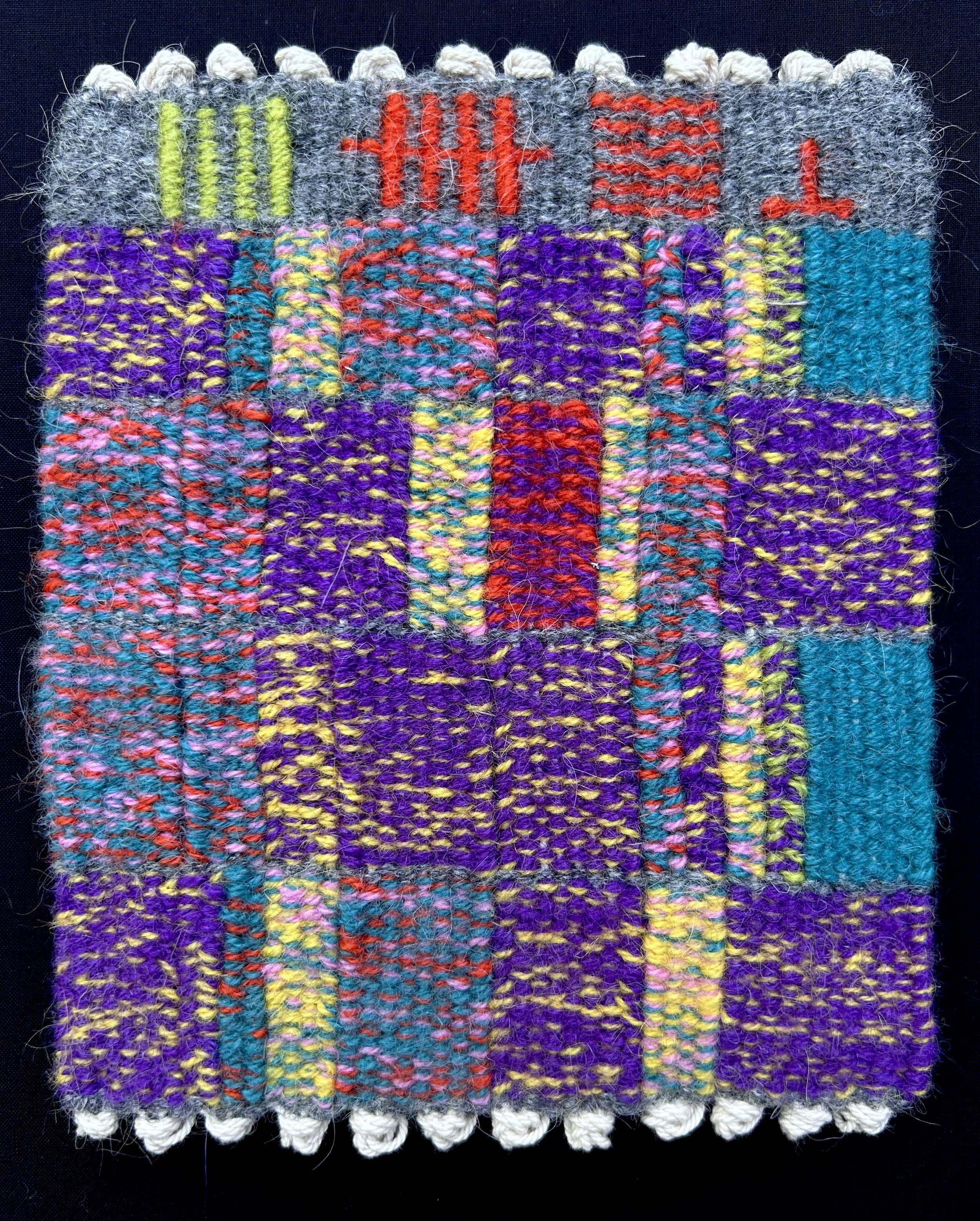   Villulia,  2026. Cotton warp and wool weft. 7” x 8.5”. 