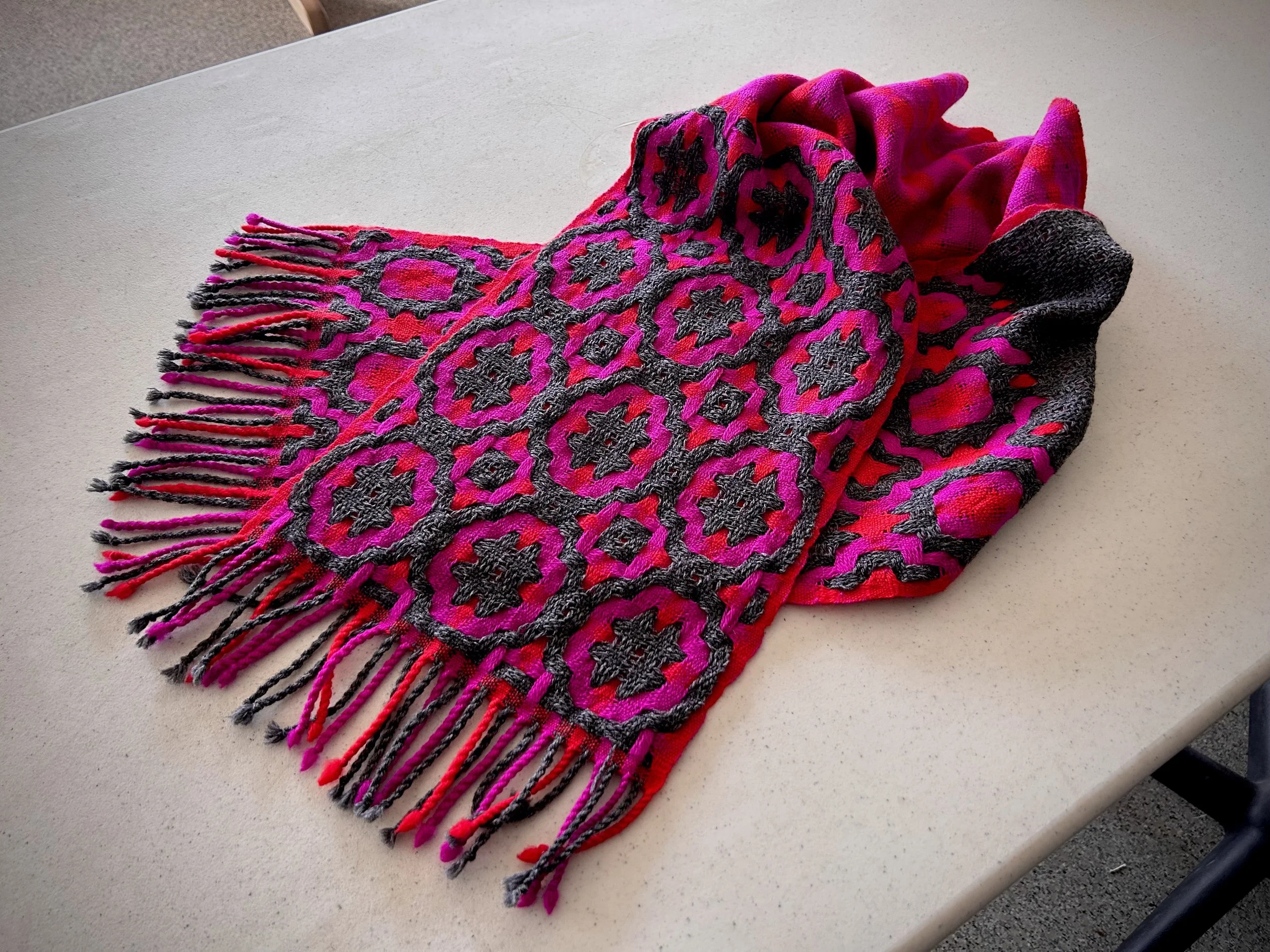  Deflected doubleweave scarf, 2024. Wool. 