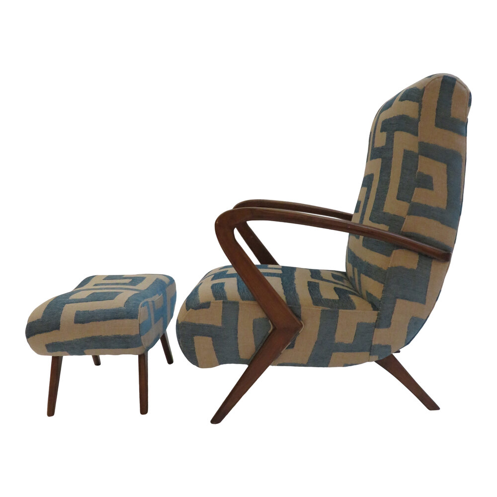 italian modernist lounge chair with footrestguglielmo ulrich — maison  lobo