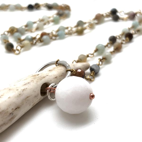 Bonnie Deer Antler Tip Whistle on Amazonite Necklace