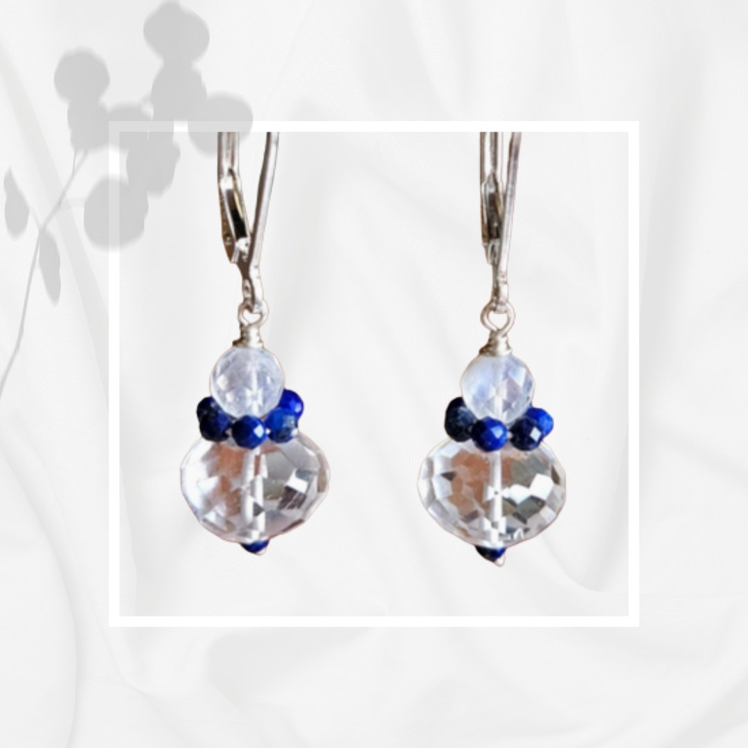 Quartz, Lapis Lazuli & Moonstone Earrings