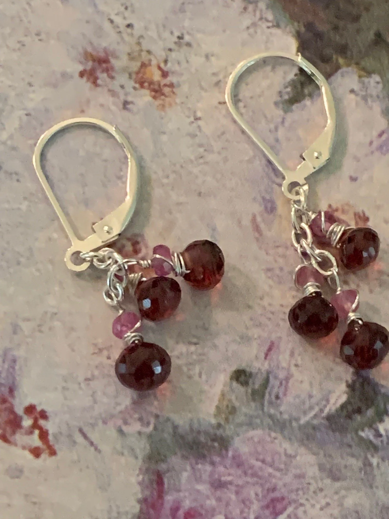Garnet & Pink Saphire Earrings