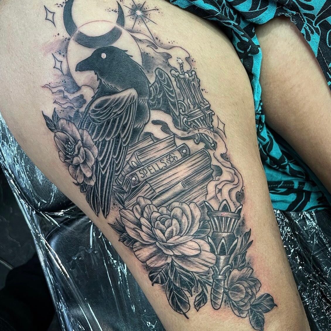 Magical, witchy, fantasy theme tattoo by Mike ☺️
