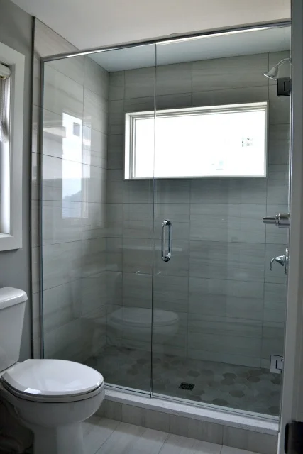 Glass tiled shower