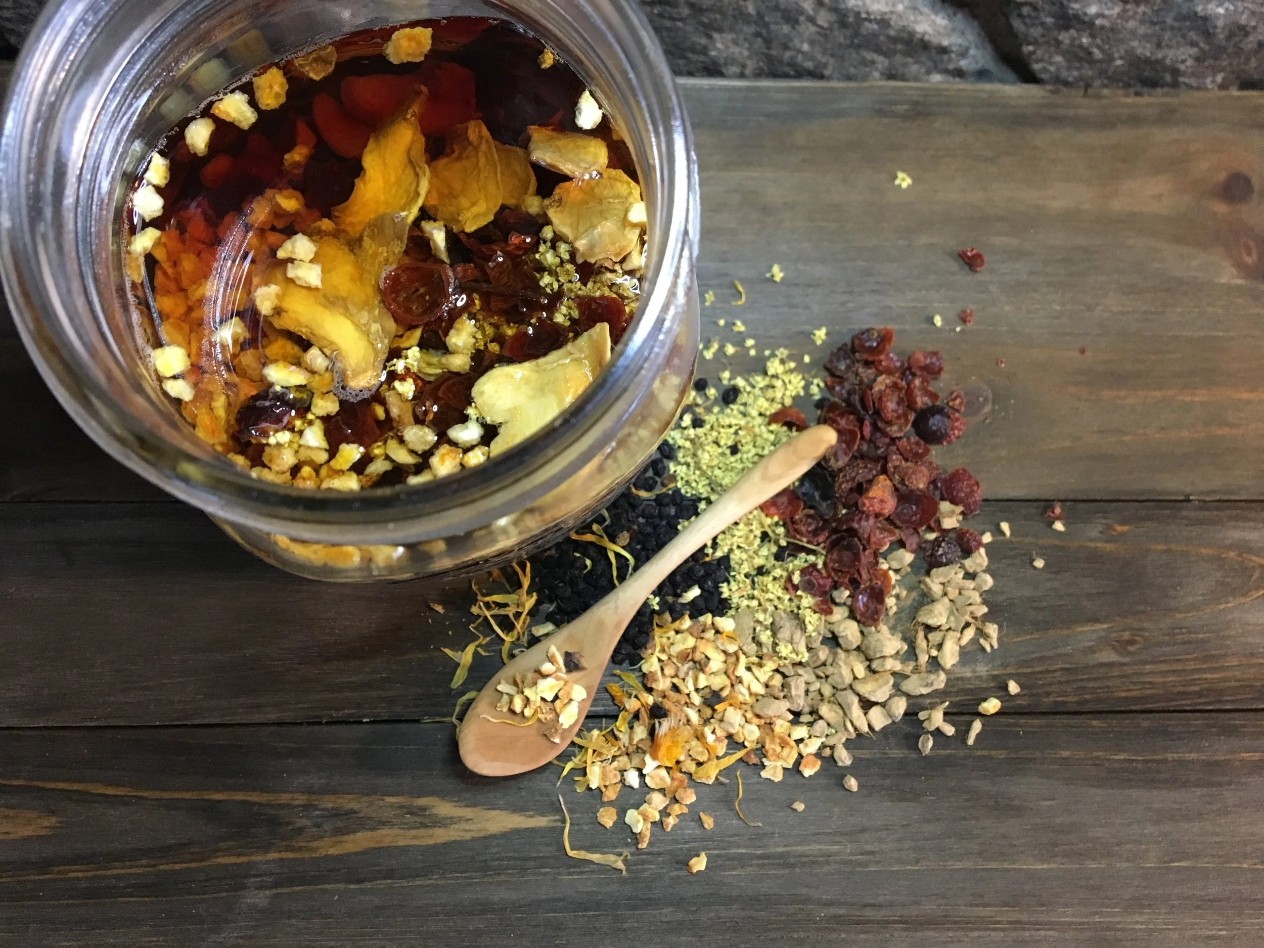Elderberry and Calendula cold and flu elixir. Great boost for the immune system | Mossy Meadow Farm | Intentional living in the country
