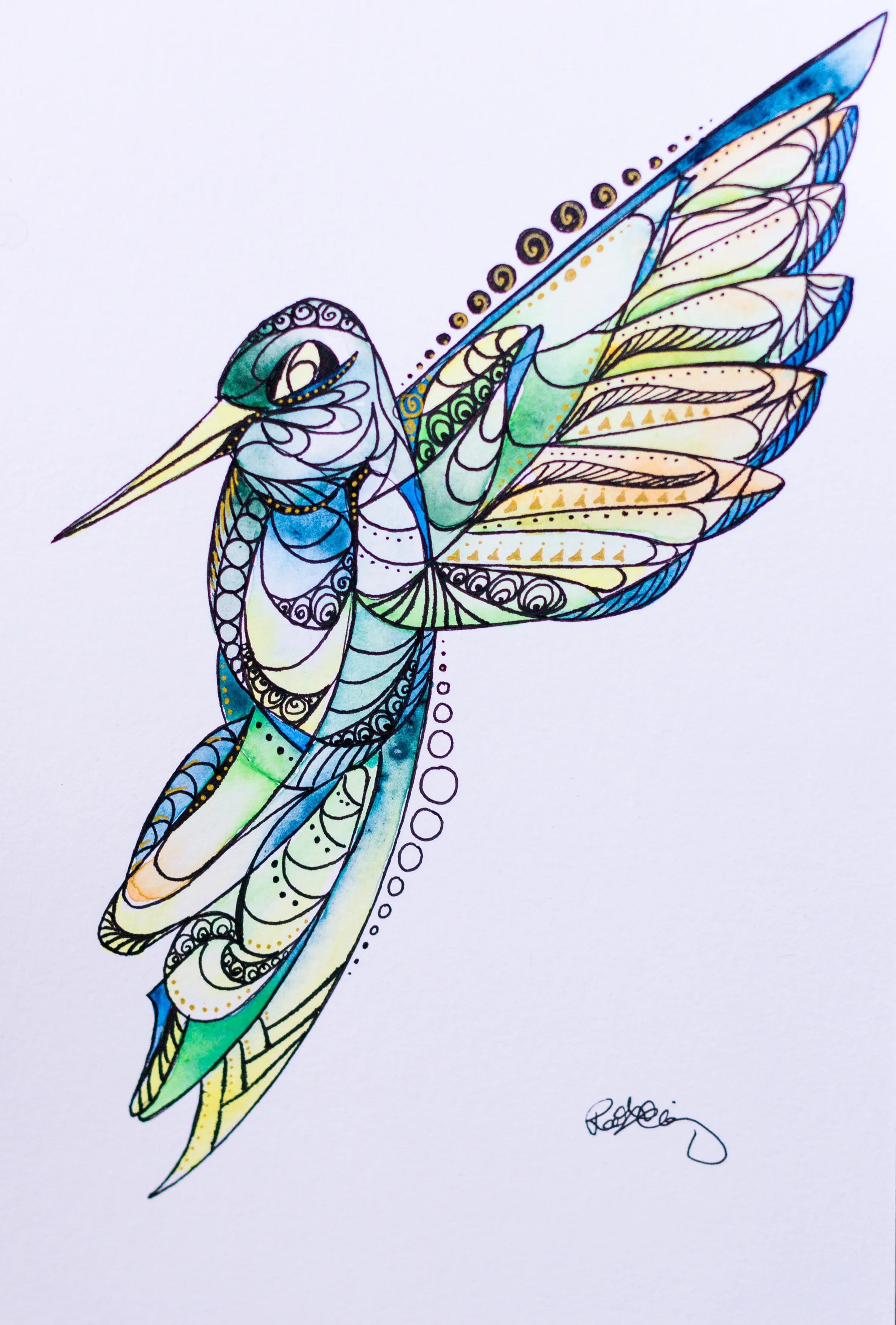 Cool Toned Happy Humming Bird