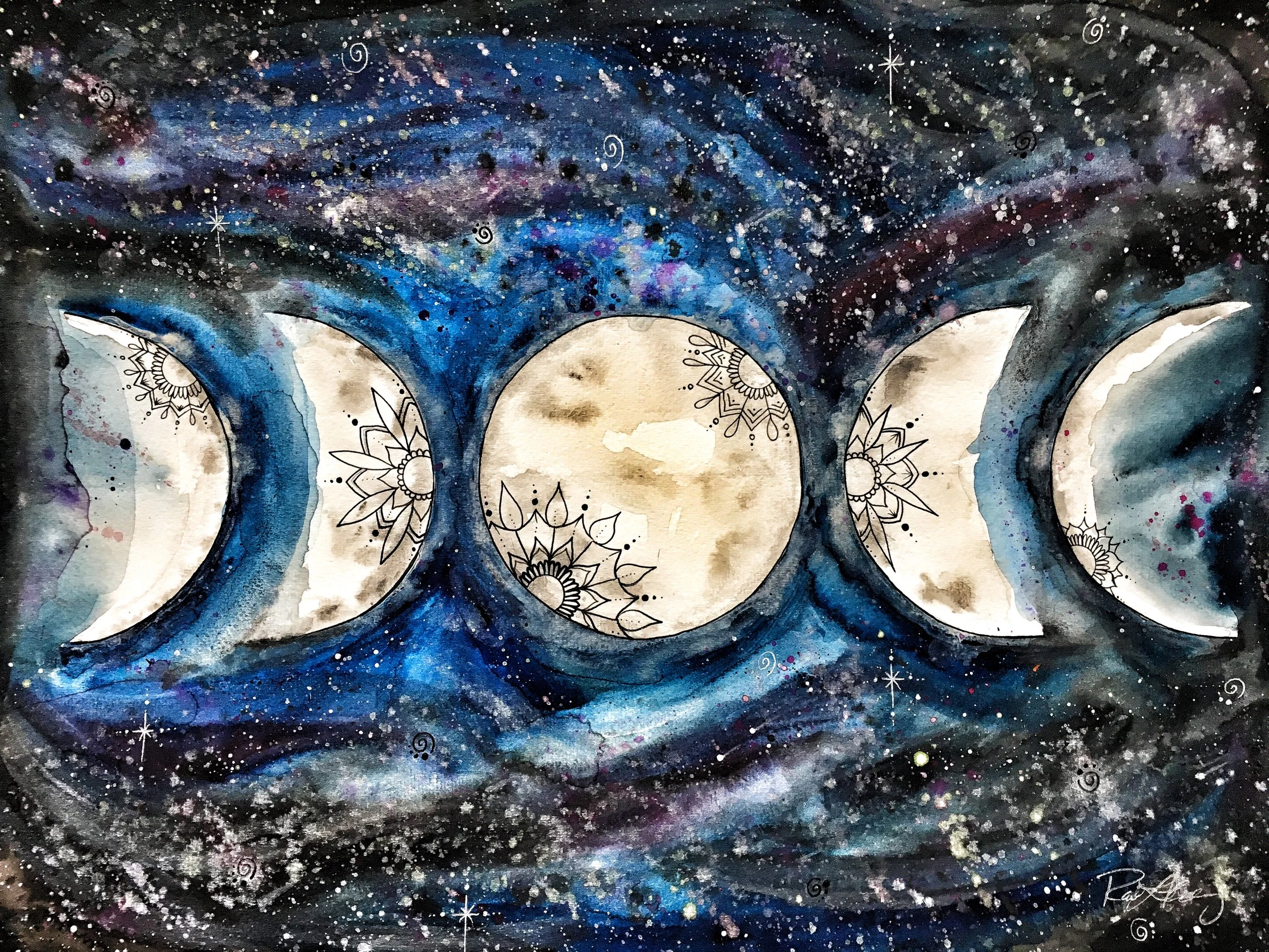 Sparkling Bright Night Sky Moon Phases