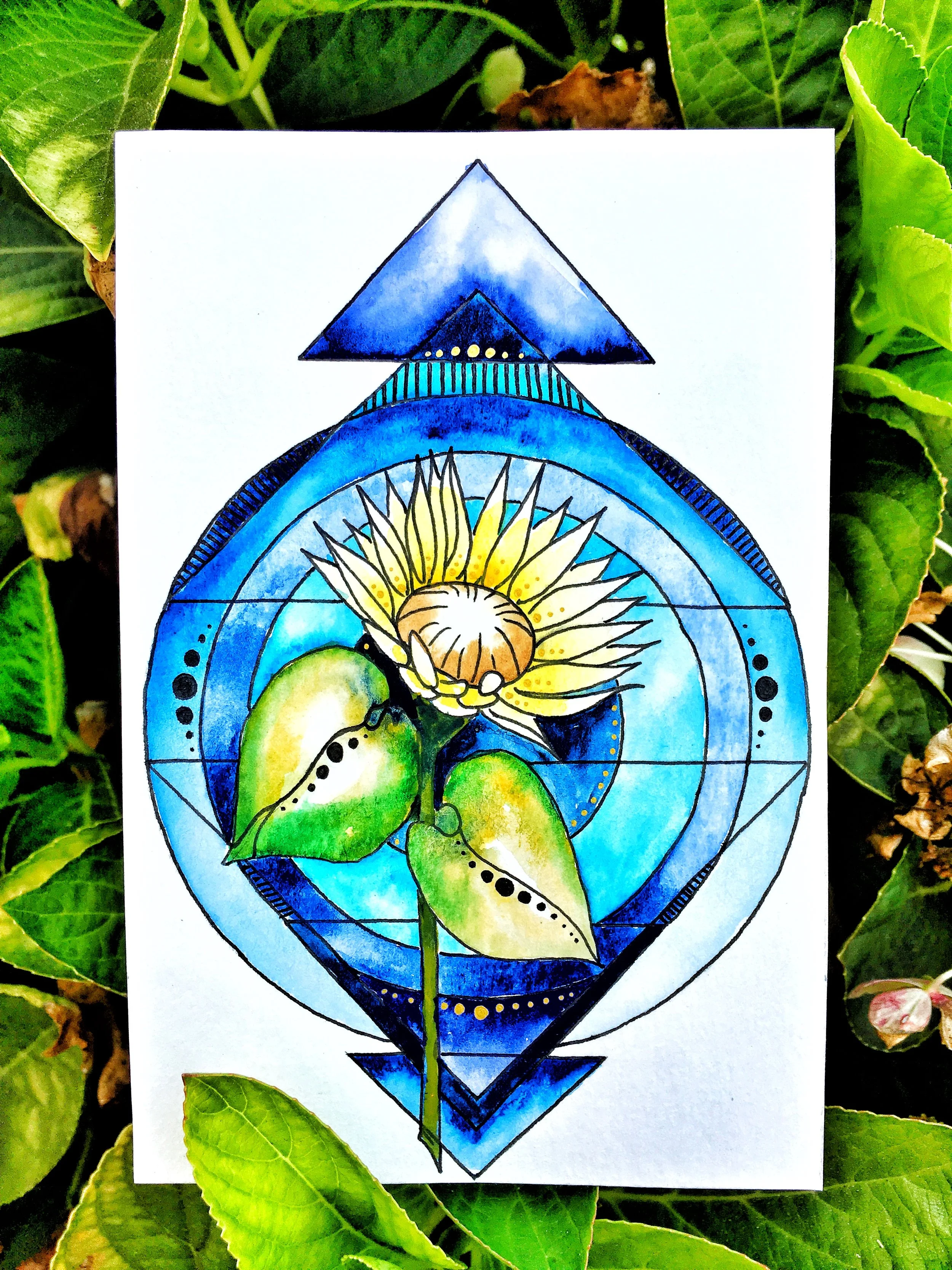 Sunflower Geometric Design Mini Painting