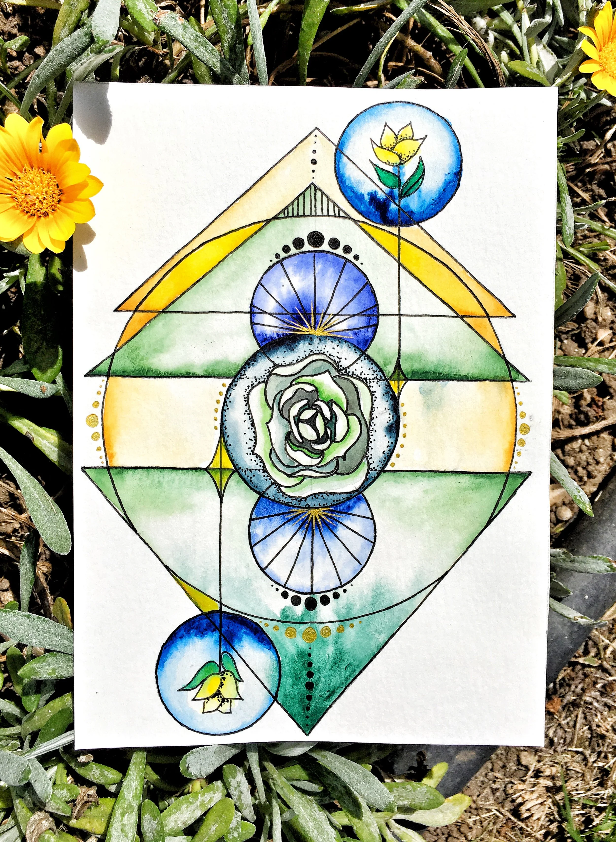 Succulent Geometric Mini Painting