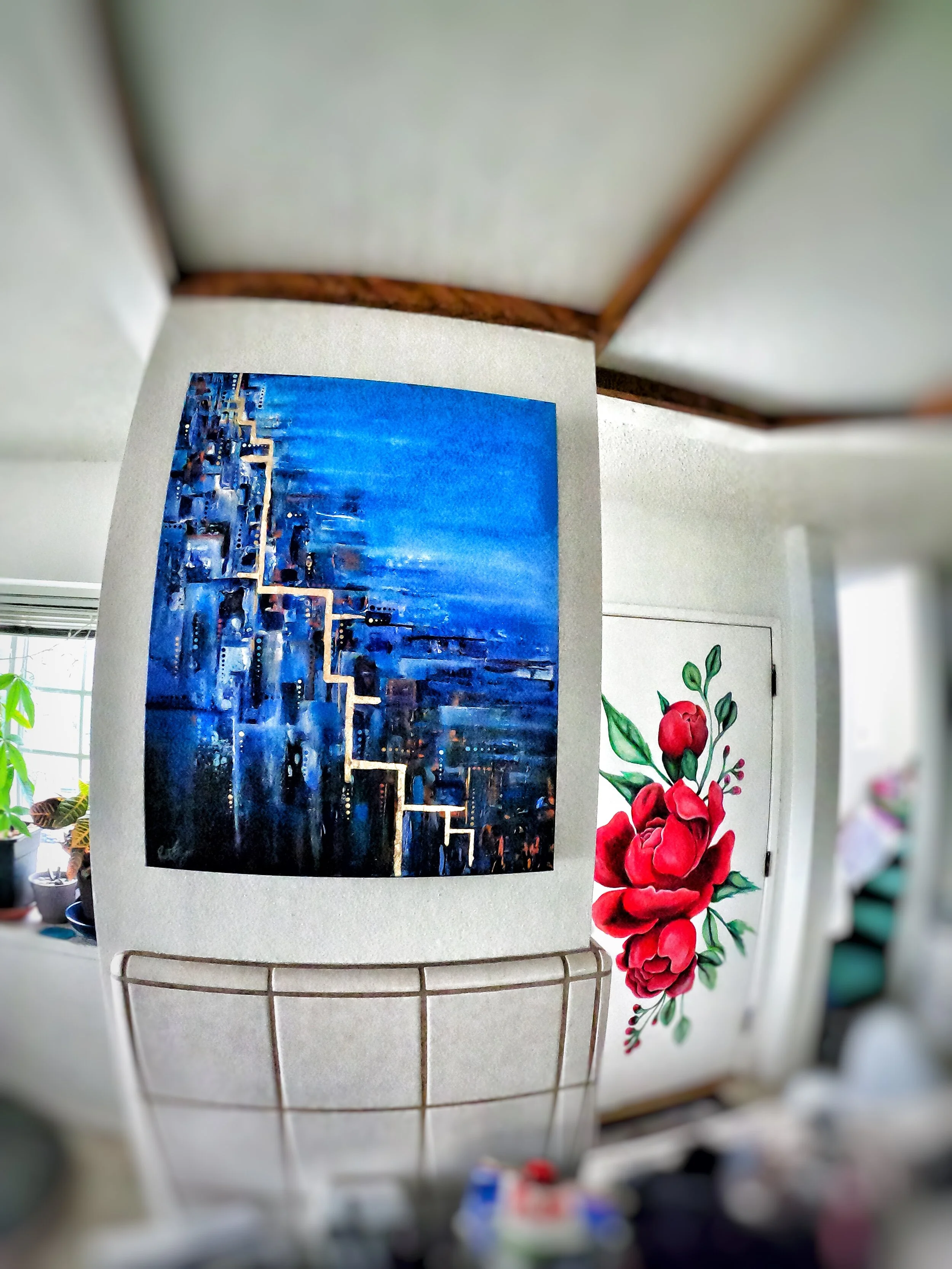 Blue Gold Abstraction