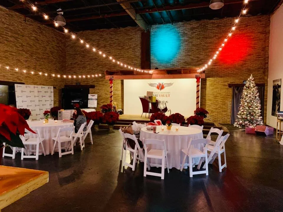 Main Event Space Decorated for the Holidays