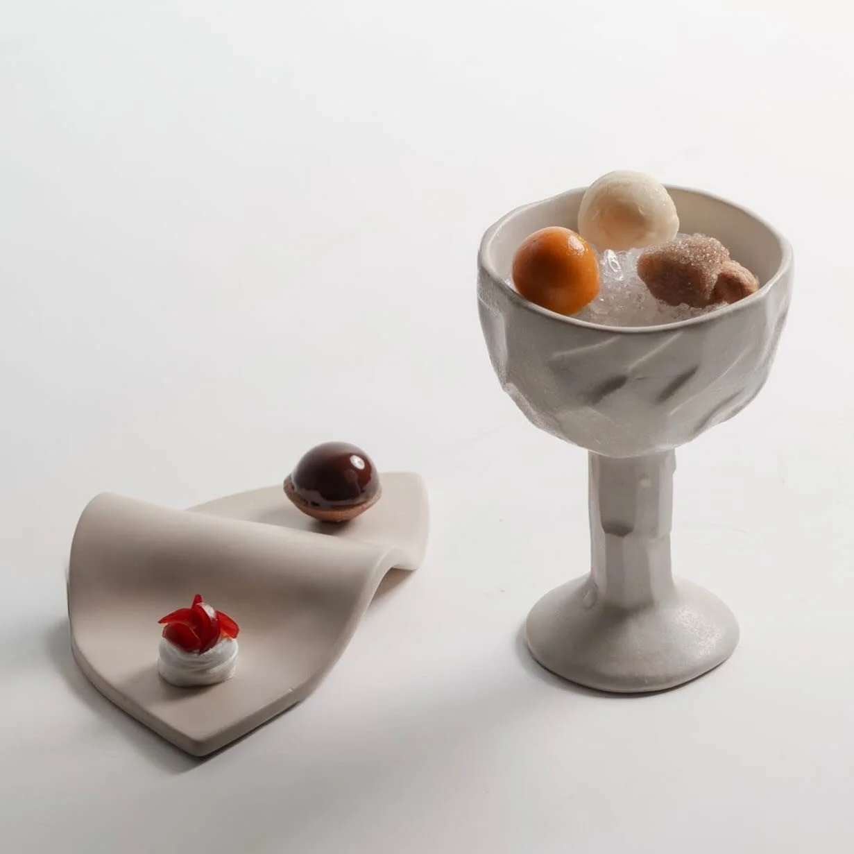 tableware created for MAN&Iacute;. It&rsquo;s so beautiful and rewarding to see these pieces serving food as art. 
@manimanioca 
@helenarizzo 
.
.
.
#tablewaredesign #ceramictableware #foodasart #habdmadeceramics