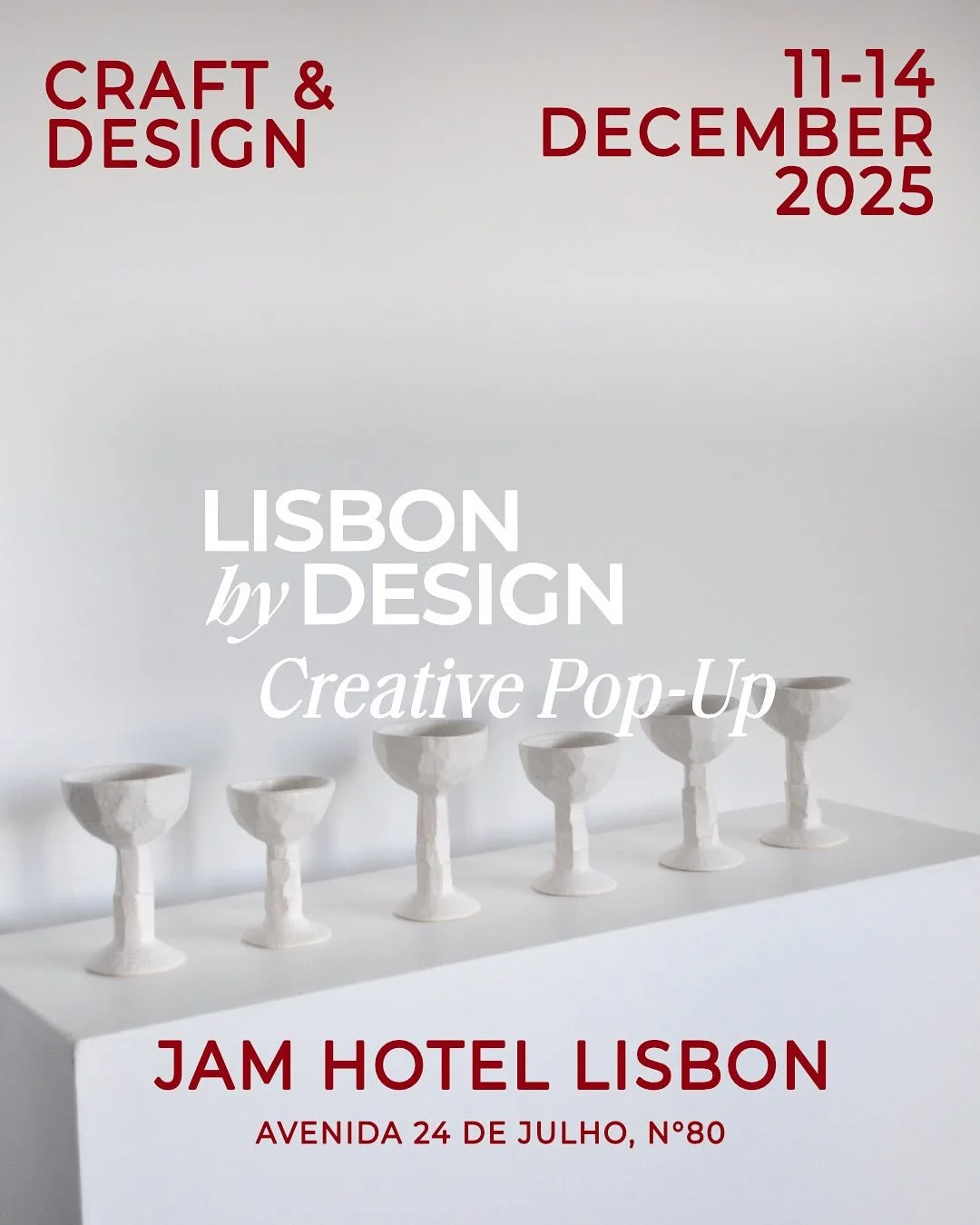 SAVE THE DATE 

Happy to be part of the 1st edition of the Creative Pop-Up by @lisbonbydesign , happening December 11 to 14 at @jam_hotels in Lisbon. Looking forward for it!