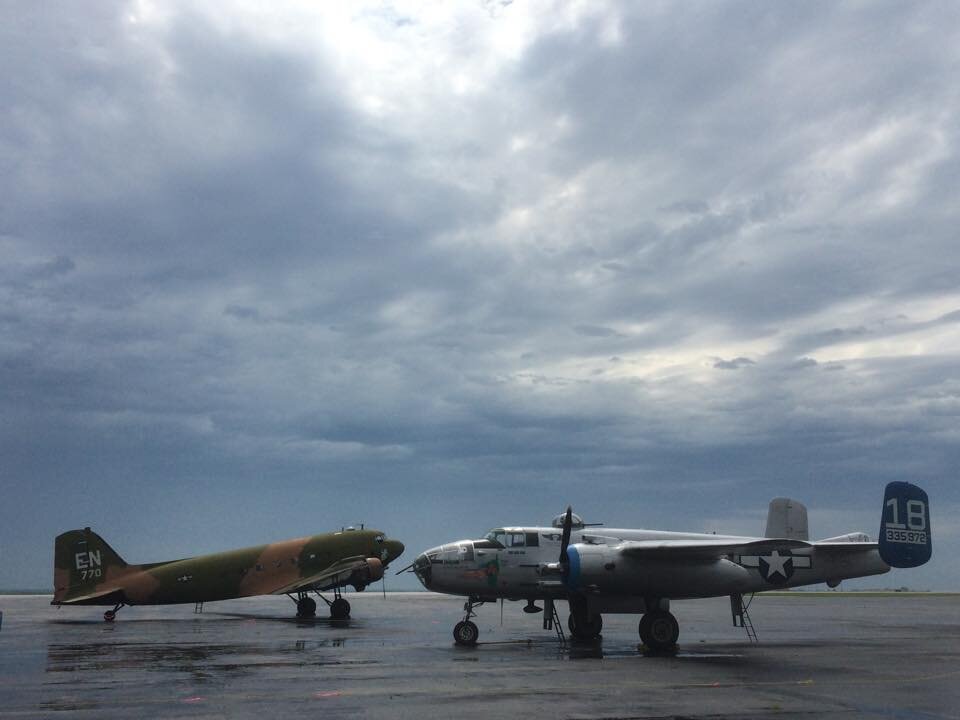 Spooky and b-25 maid in the shade.jpg