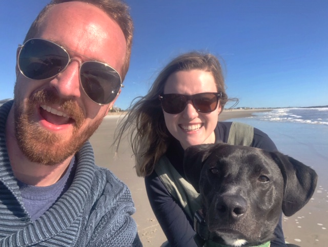 New Netta Day Camp Manager, Christian Deen pictured with wife, Lindy, and their furry companion Bentley