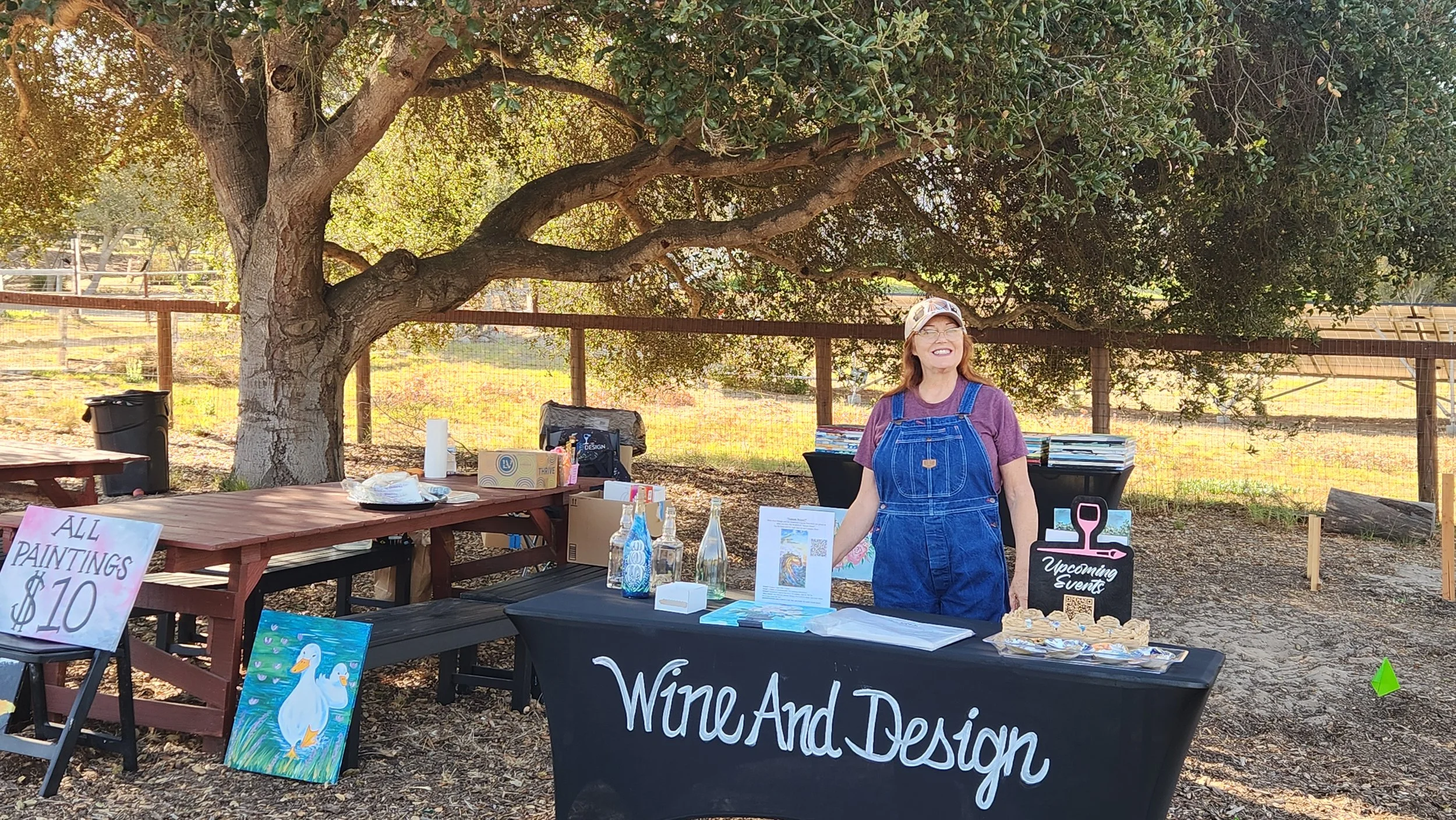 Julie From Orcutt Wine and Design on Wheels doing a decoupage class at Santa Rita Hills Lavender Farm during Santa Barbara County Farm Day