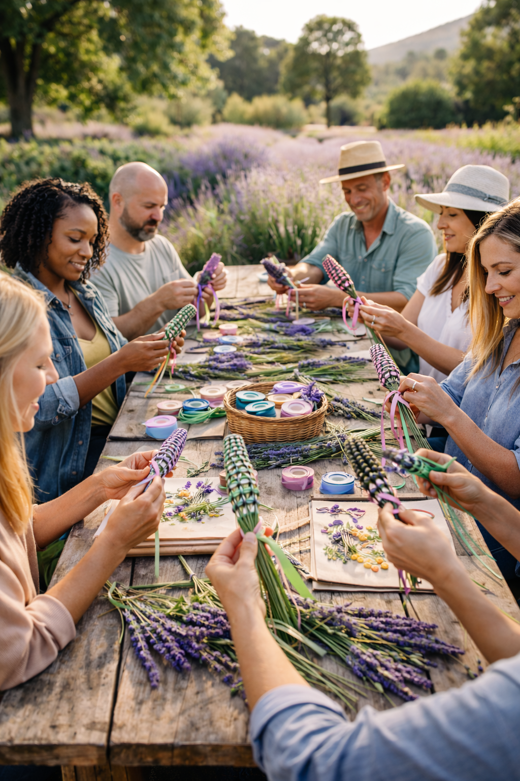 Lavender Wandmaking class at SAnta Rita Hills LAvender Farm, minutes from the Buellton and Solvang area in Northern Santa Barbara County